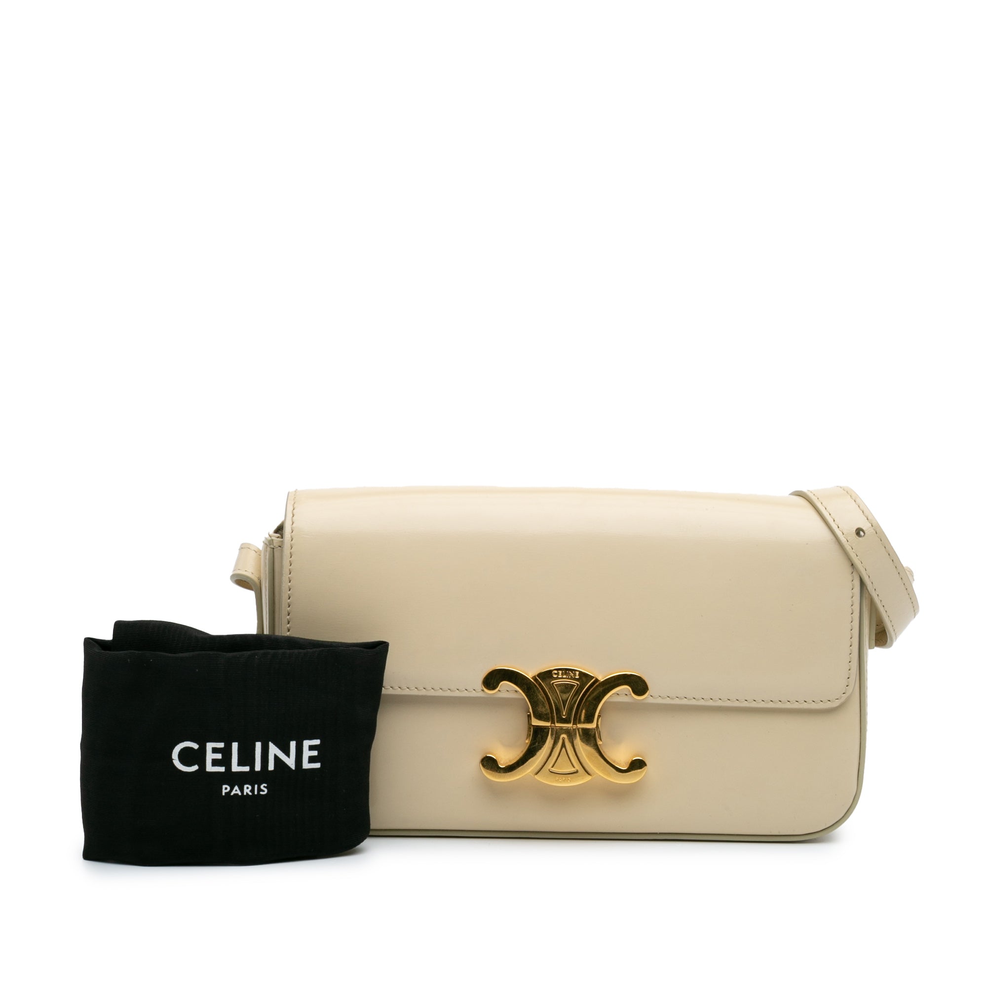 Celine Shiny Calfskin Triomphe Claude Shoulder Bag - image 11