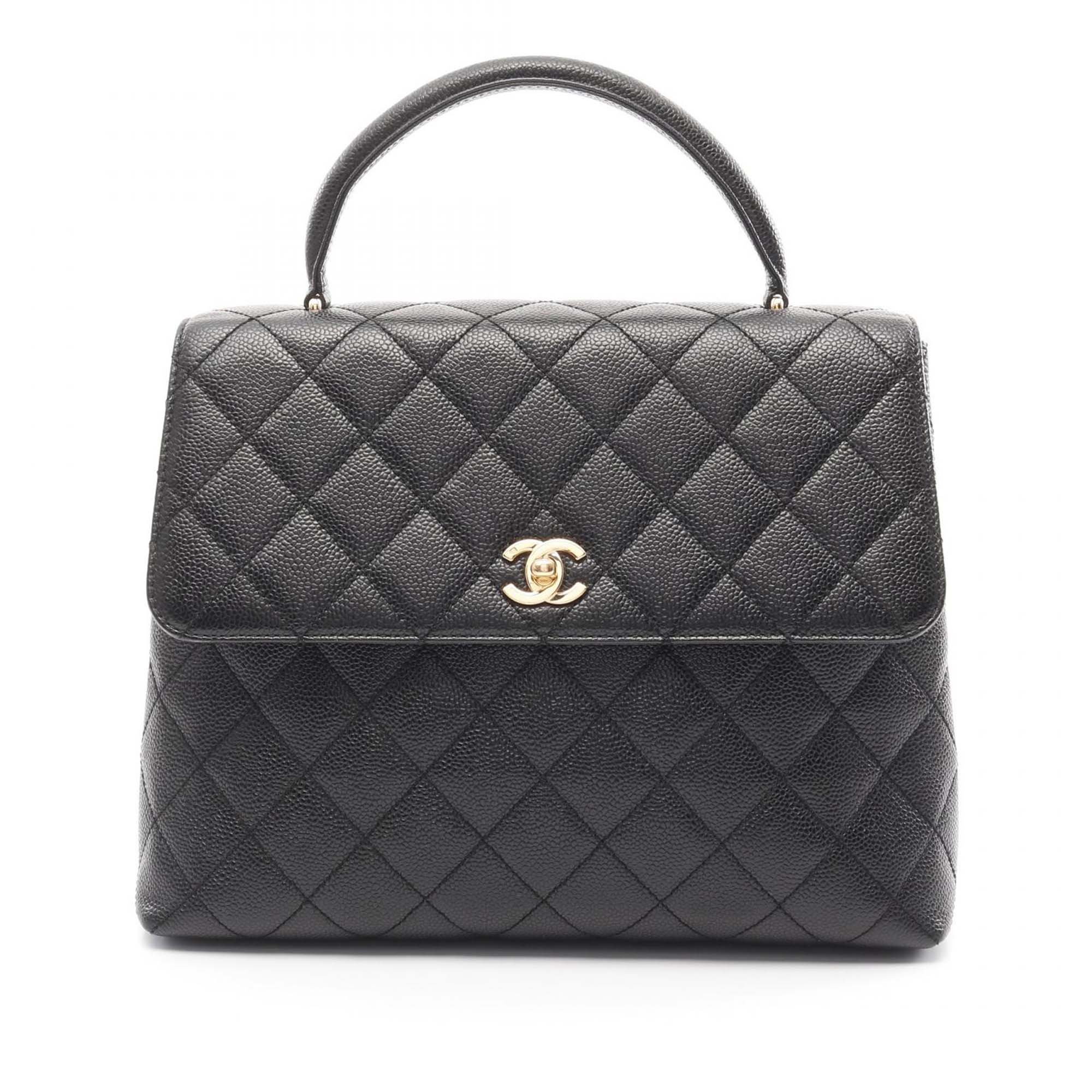 Chanel CC Quilted Caviar Kelly Top Handle Bag - image 1