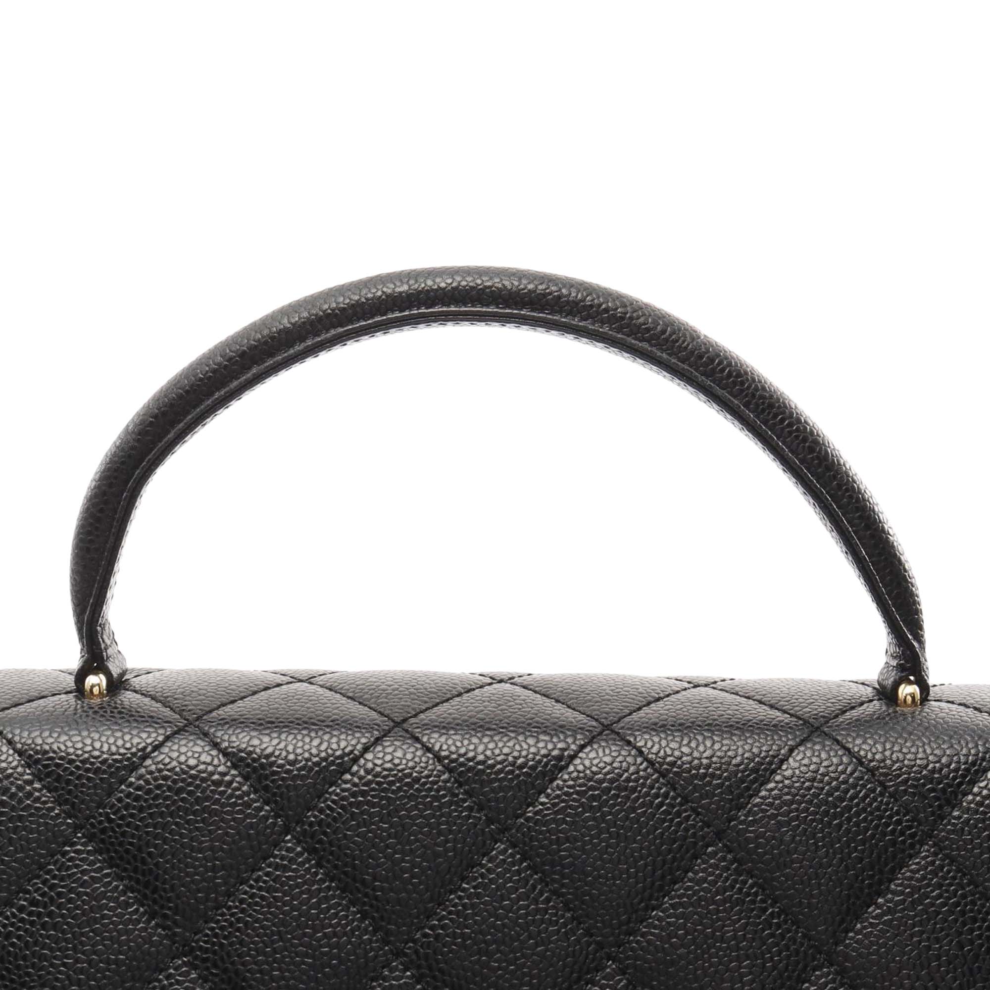 Chanel CC Quilted Caviar Kelly Top Handle Bag - image 12