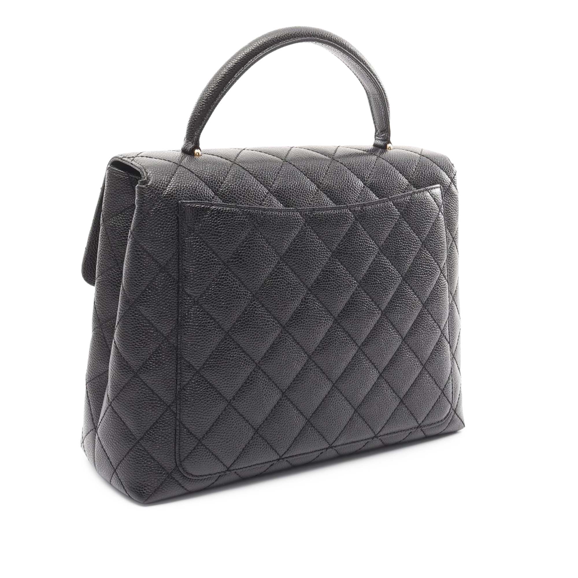 Chanel CC Quilted Caviar Kelly Top Handle Bag - image 2