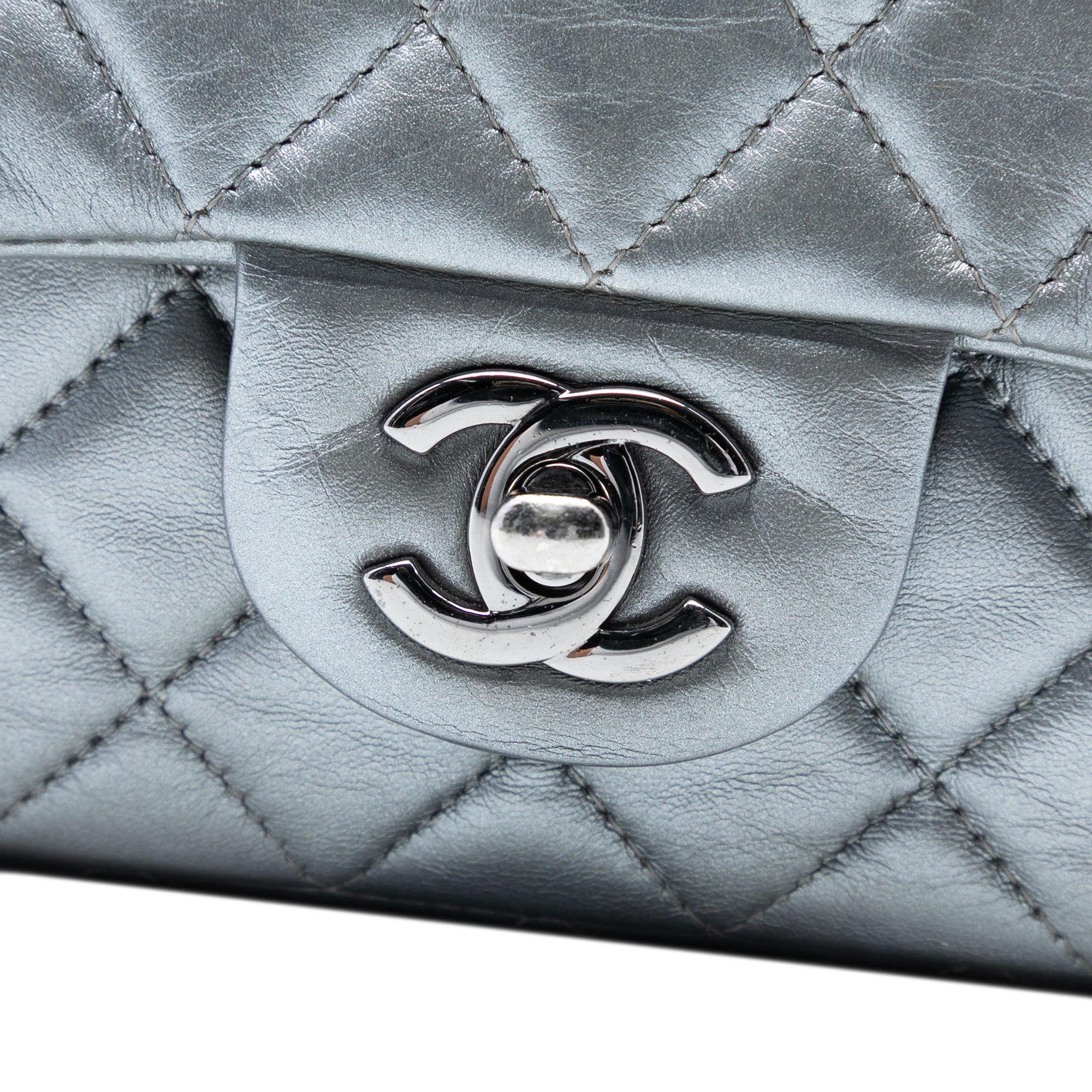 Chanel Small Quilted Metallic Lambskin Single Flap - image 6