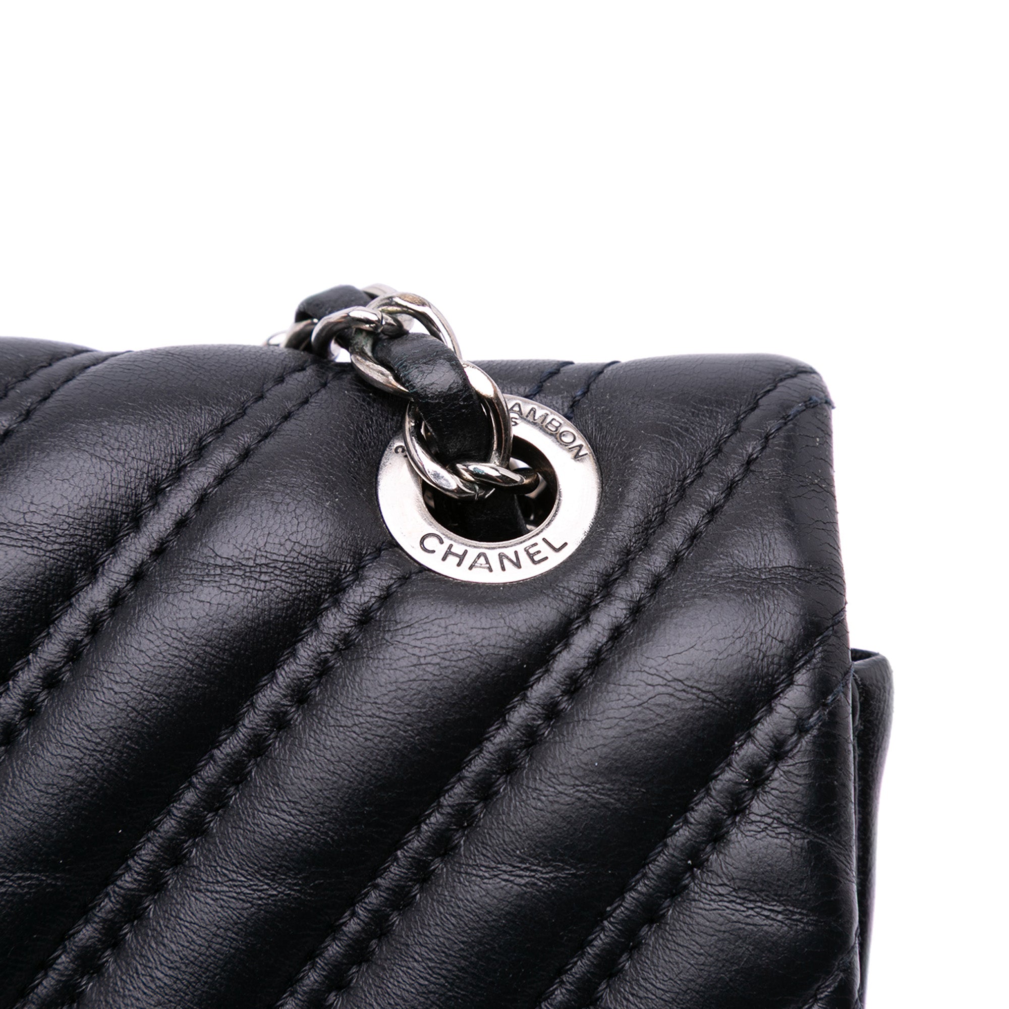 Chanel Jumbo Classic Chevron Lambskin Double Stitch Single Flap - image 9