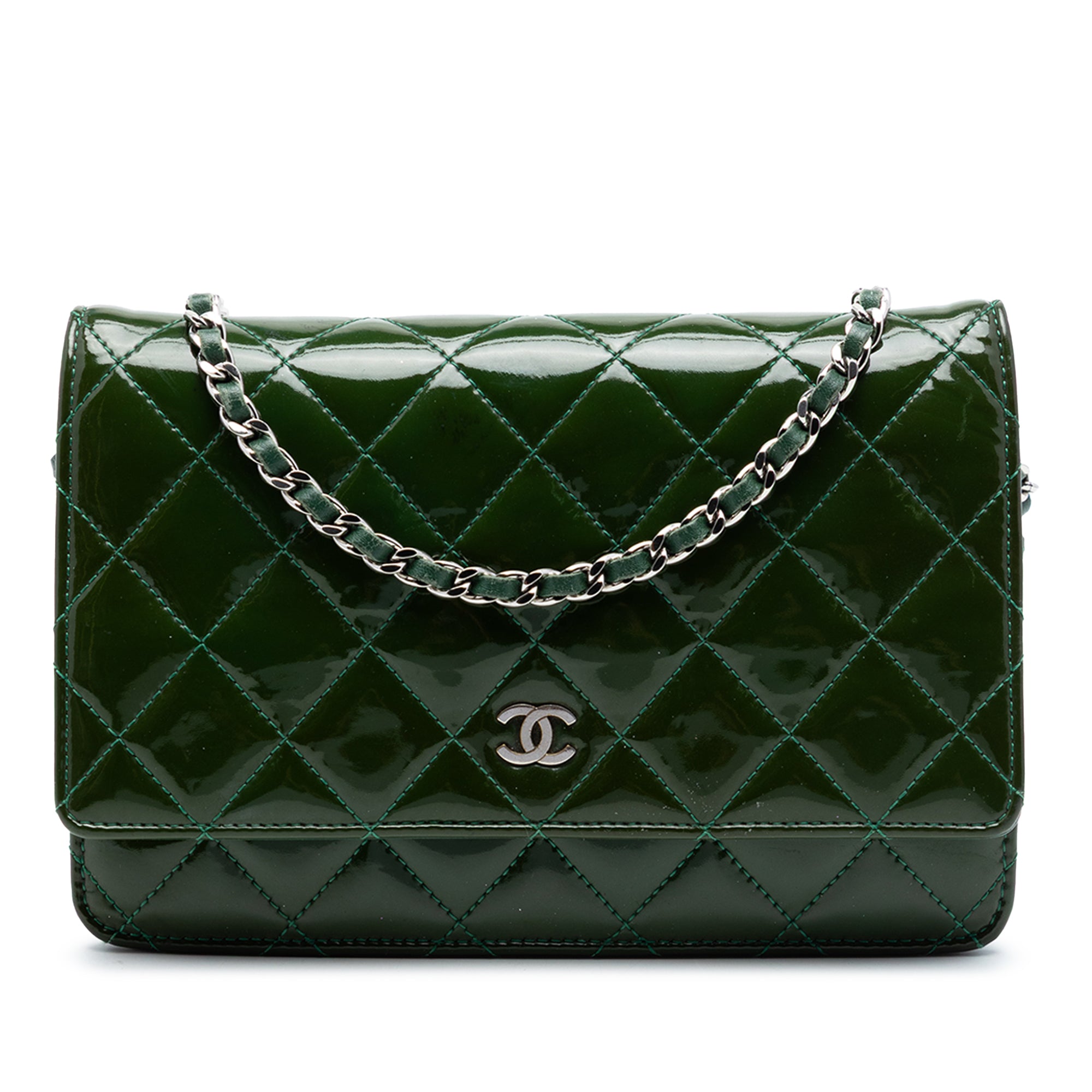 Chanel CC Quilted Patent Wallet On Chain - image 1