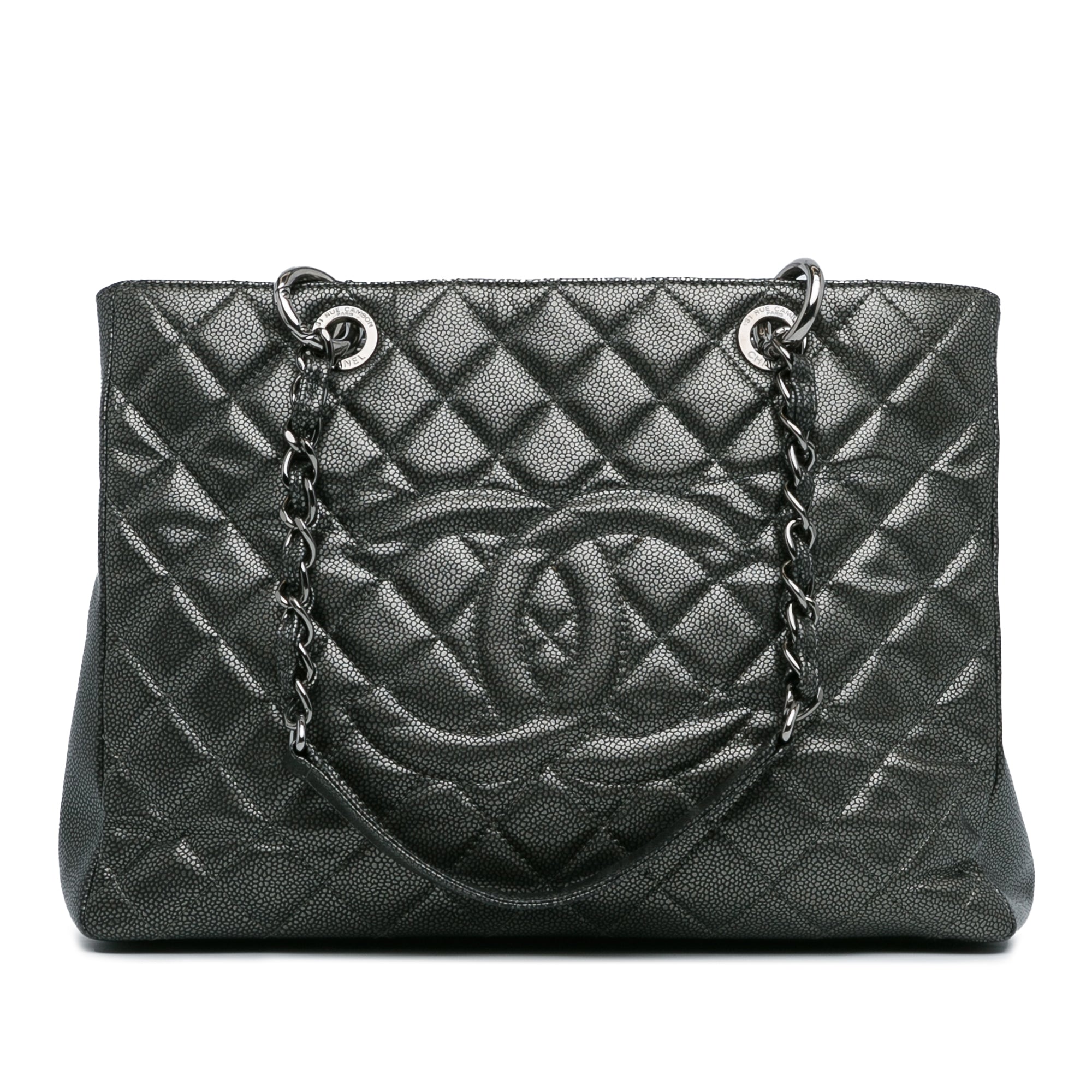 Chanel Metallic Caviar Grand Shopping Tote - image 1