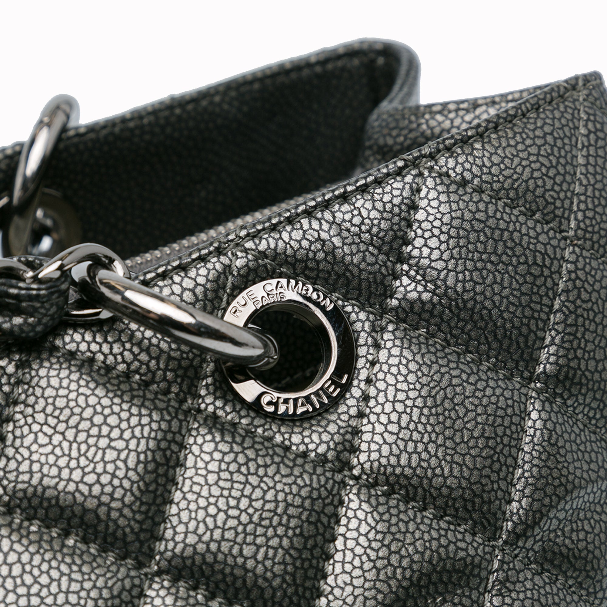 Chanel Metallic Caviar Grand Shopping Tote - image 12