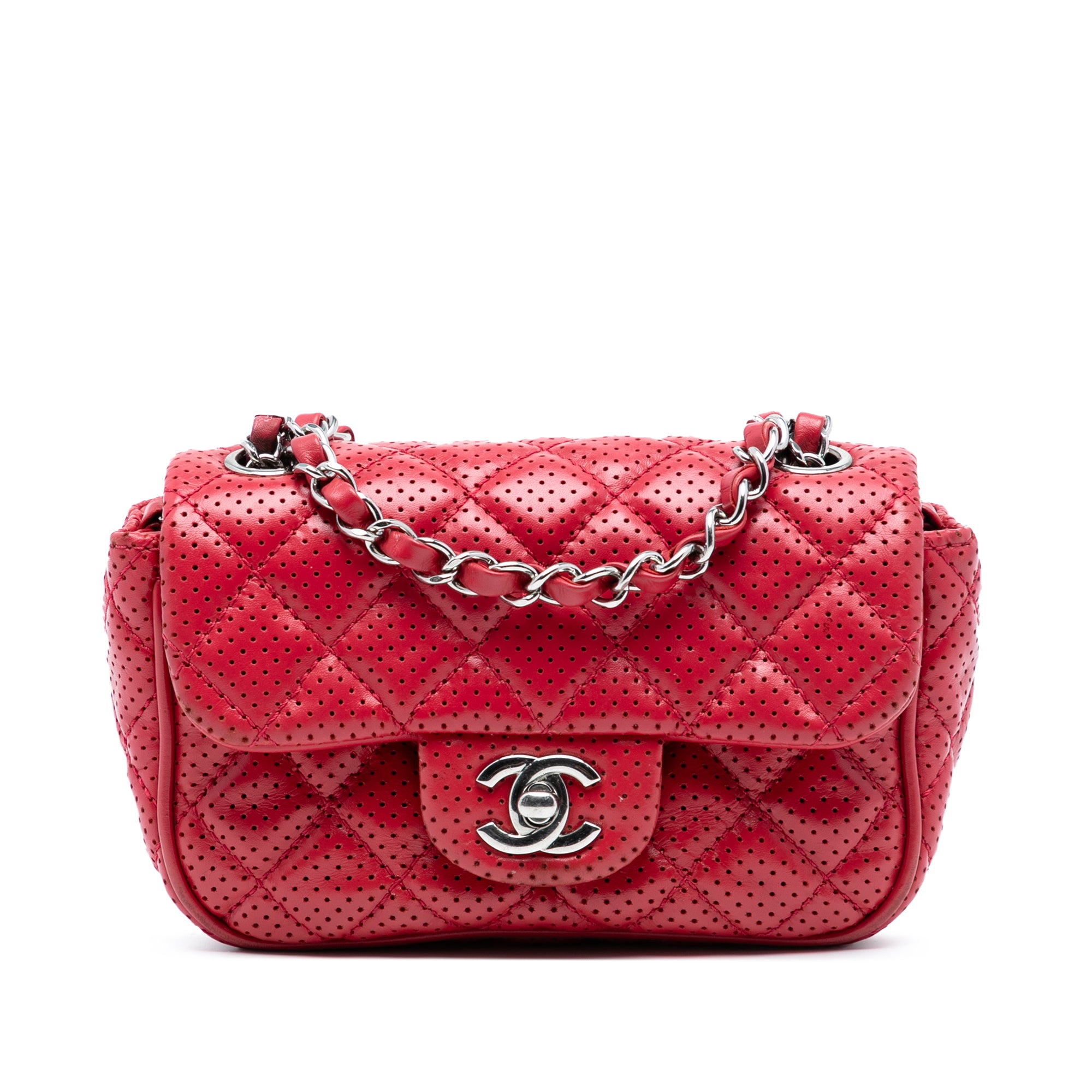Chanel Mini Perforated Lambskin Punch Flap - image 1
