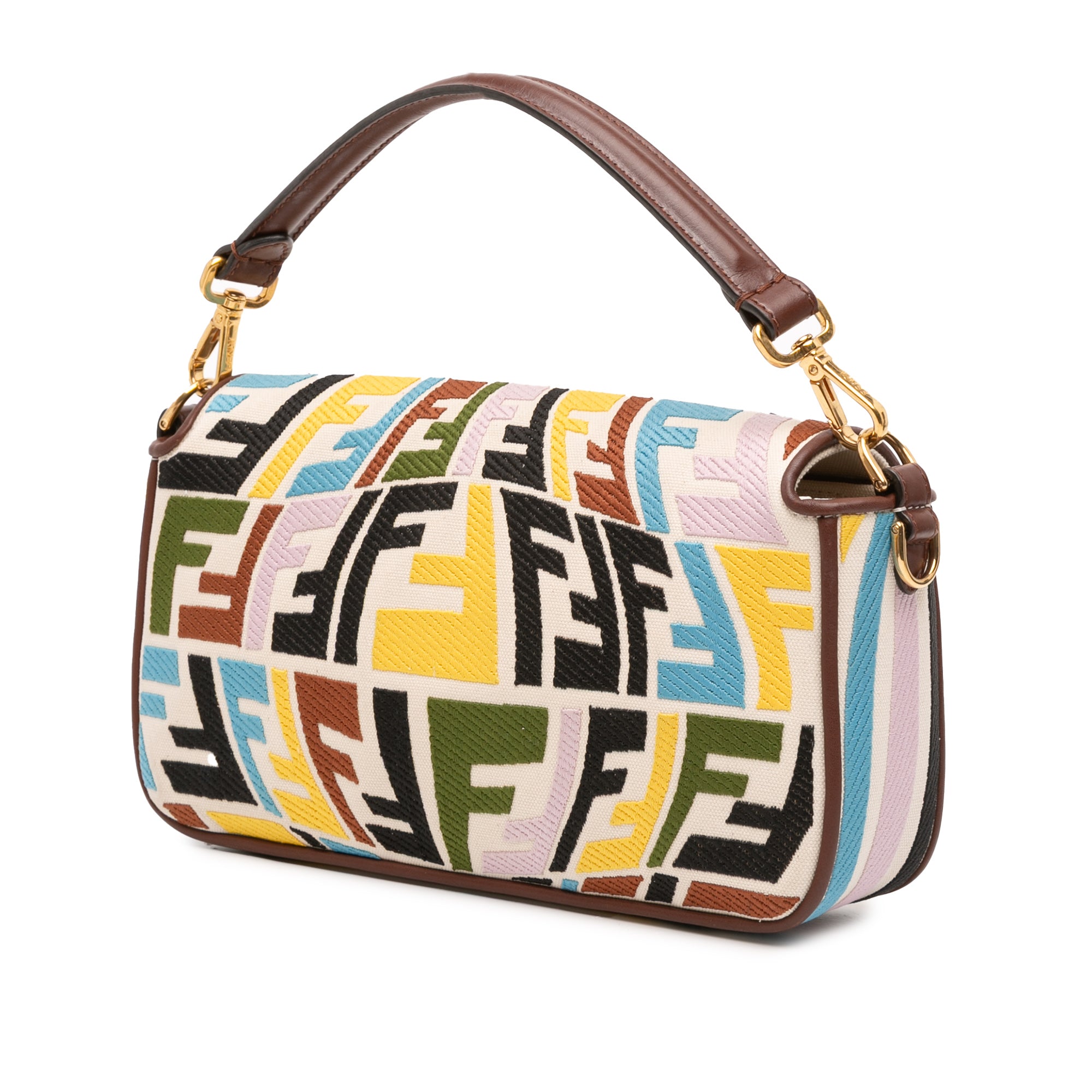 Fendi Sarah Coleman Zucca Embroidered Canvas Fish Eye Vertigo Baguette Satchel - image 2