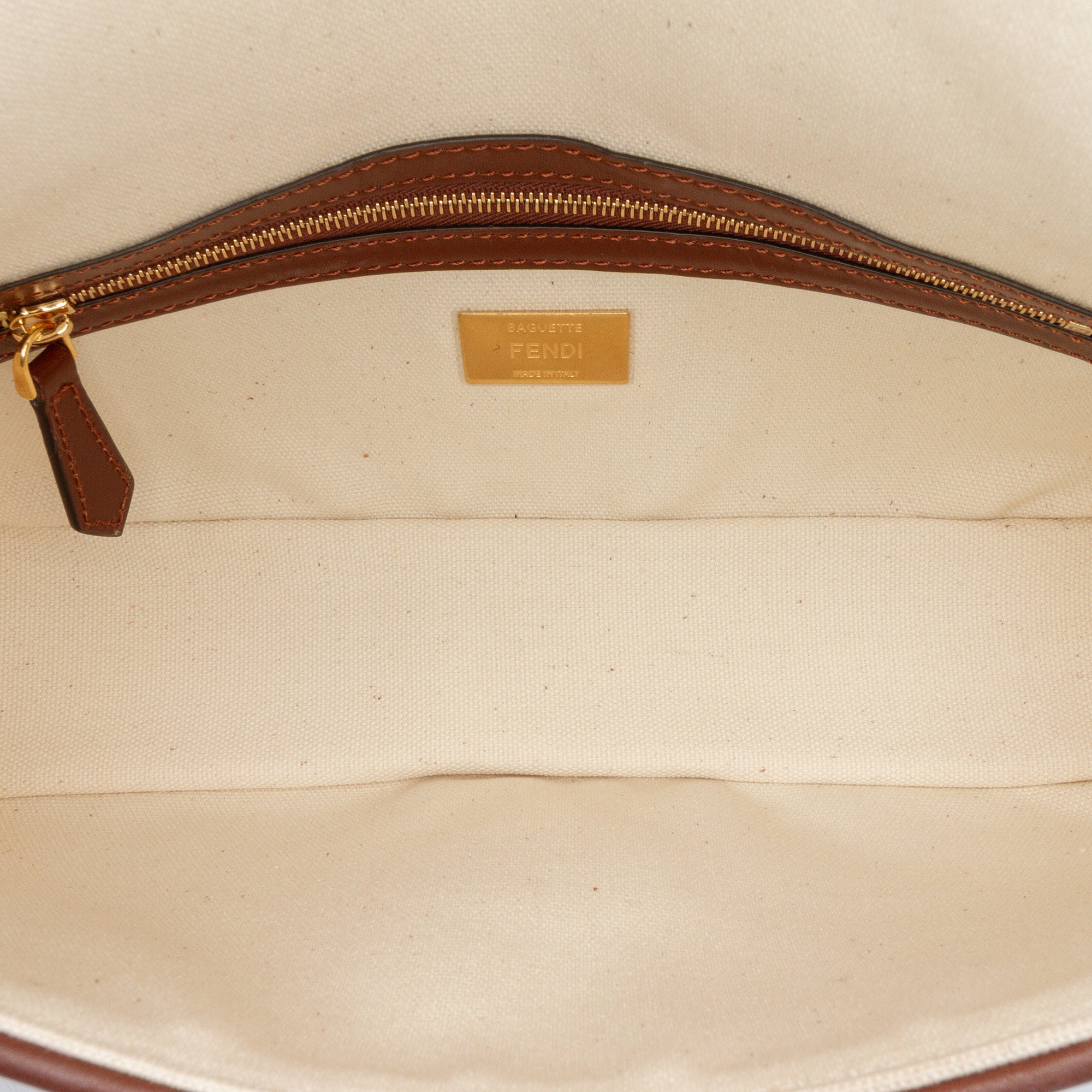 Fendi Sarah Coleman Zucca Embroidered Canvas Fish Eye Vertigo Baguette Satchel - image 4