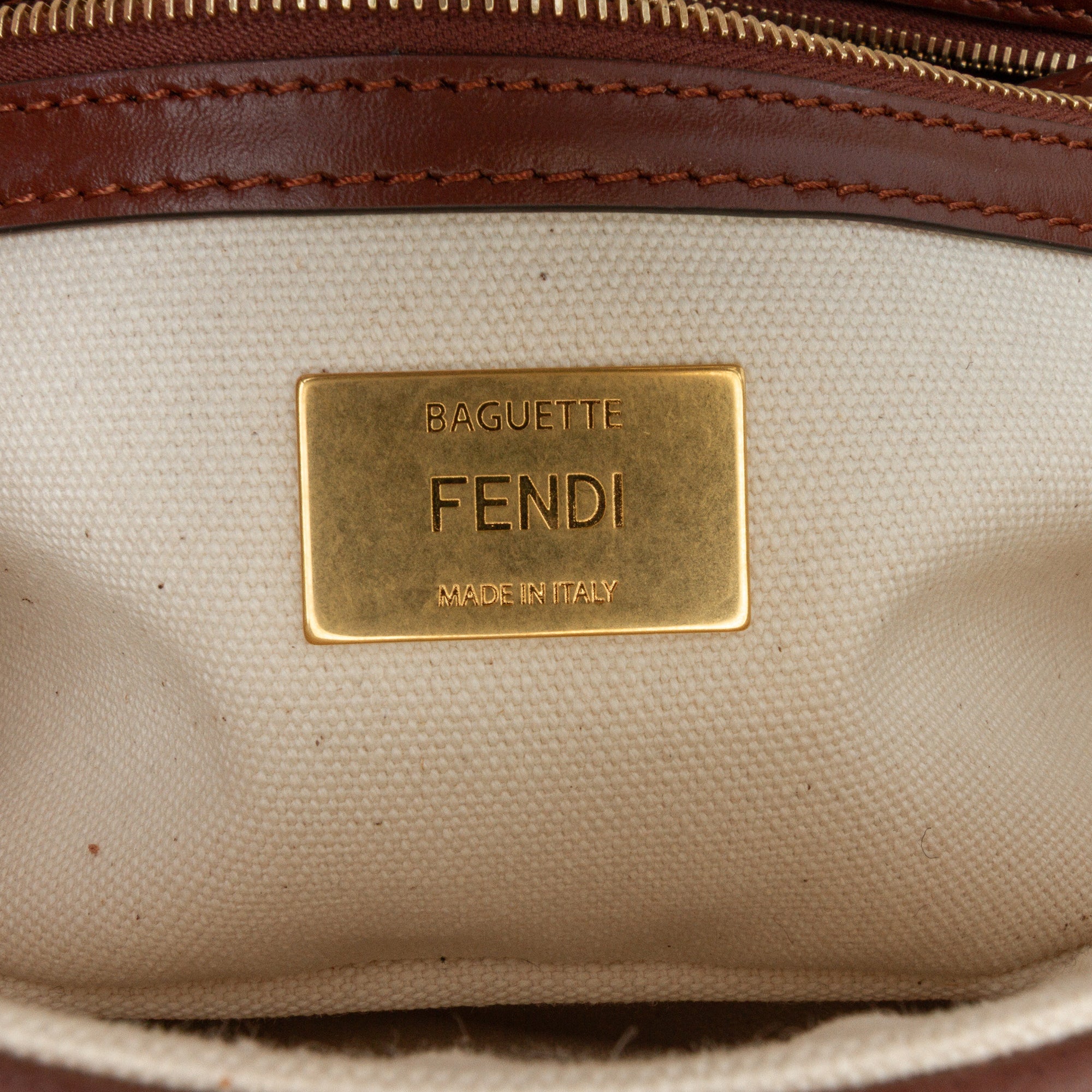 Fendi Sarah Coleman Zucca Embroidered Canvas Fish Eye Vertigo Baguette Satchel - image 5