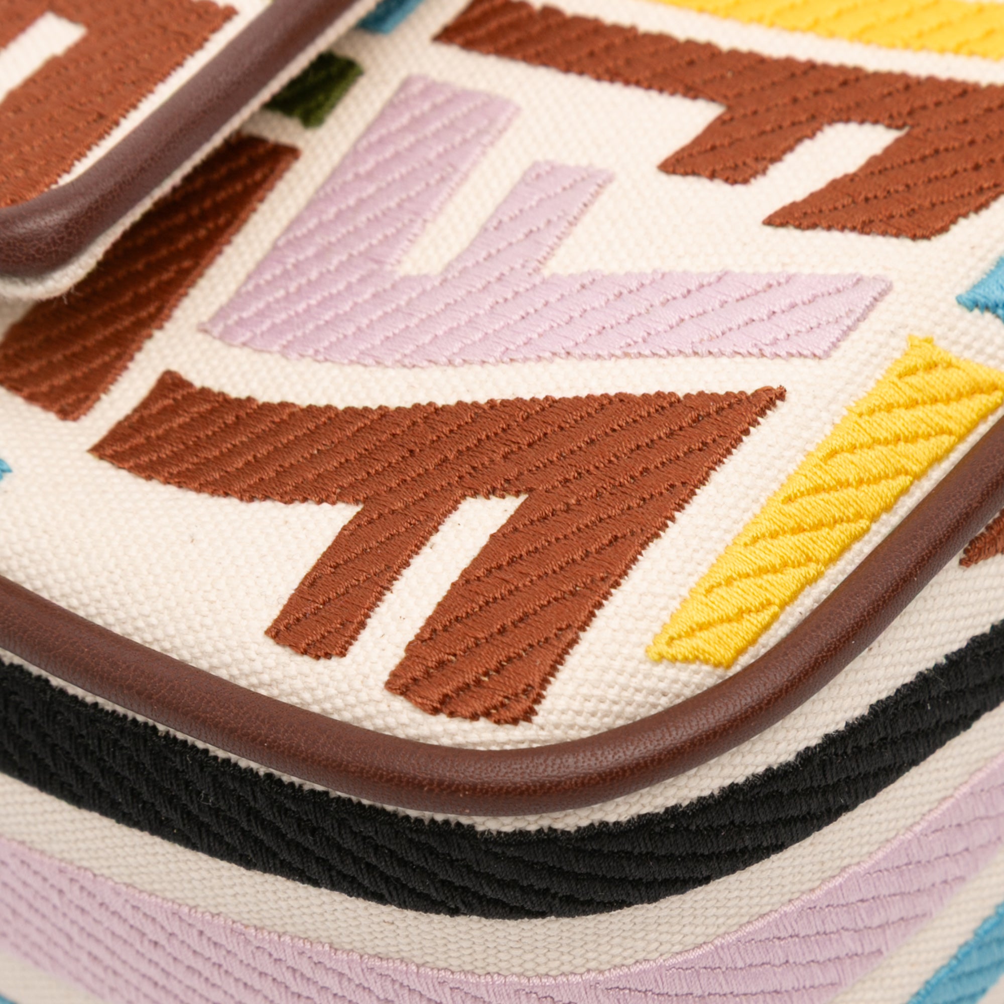 Fendi Sarah Coleman Zucca Embroidered Canvas Fish Eye Vertigo Baguette Satchel - image 7