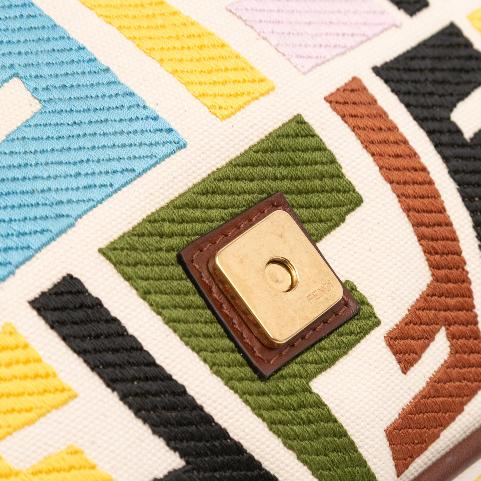 Fendi Sarah Coleman Zucca Embroidered Canvas Fish Eye Vertigo Baguette Satchel - image 8