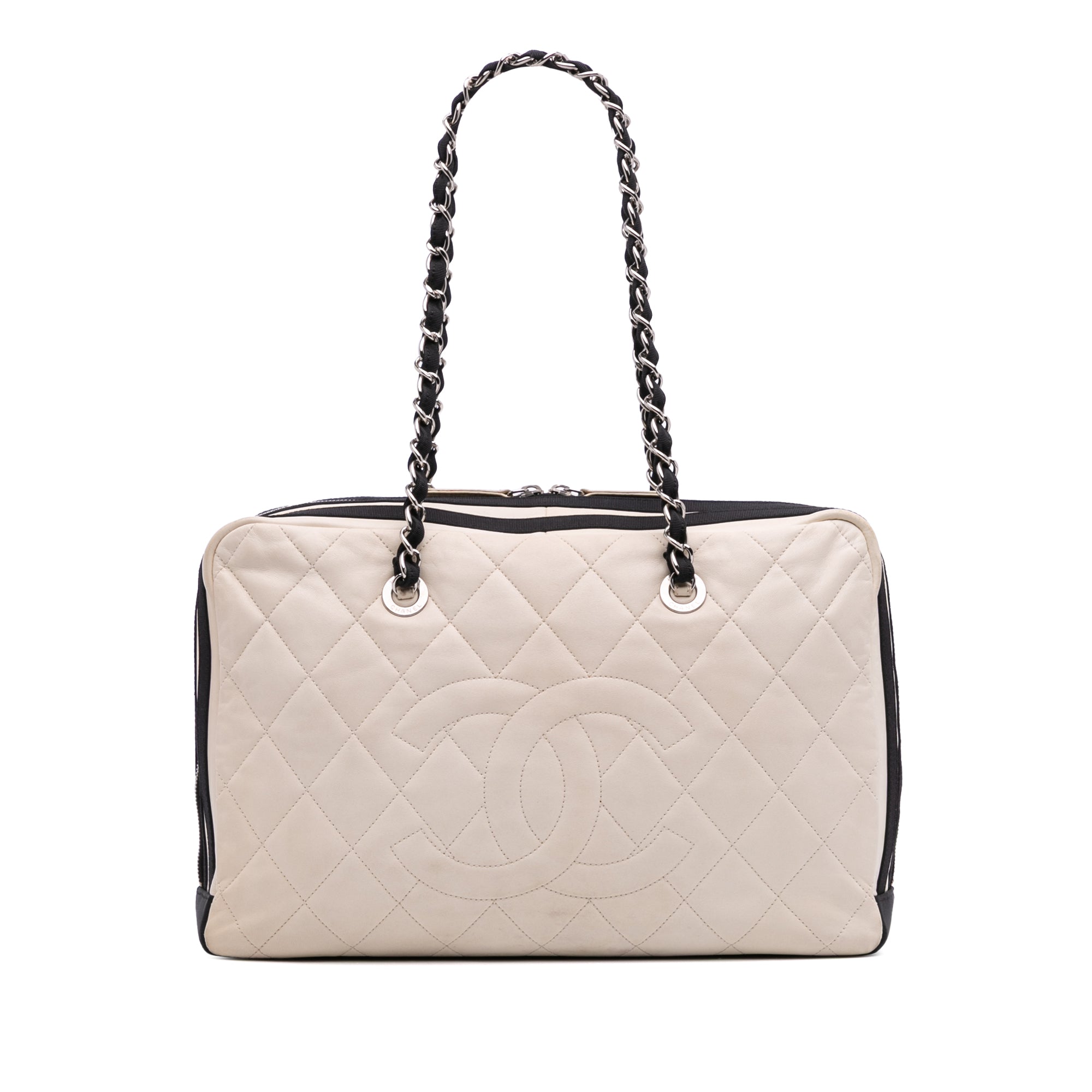 Chanel CC Quilted Lambskin Zip Shoulder Bag - image 1
