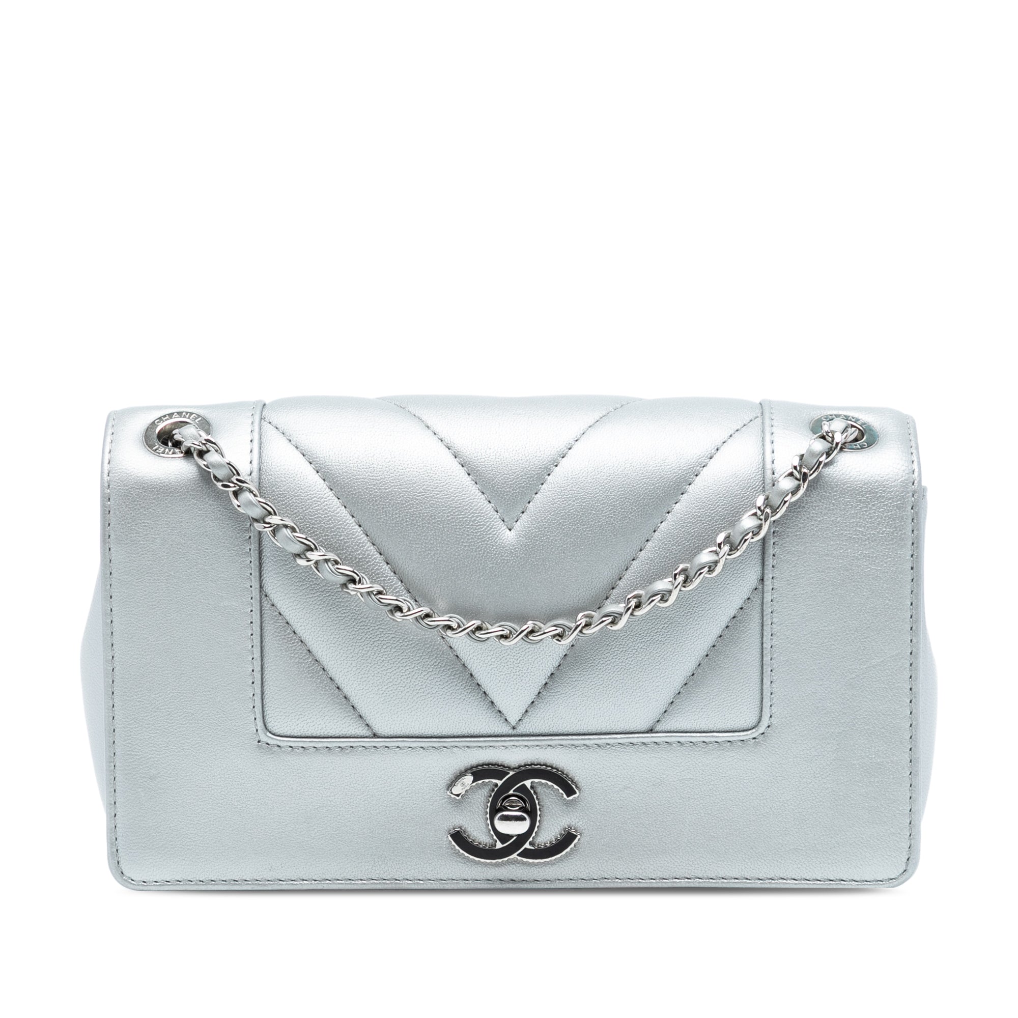 Chanel Mini Quilted Chevron Sheepskin Mademoiselle Vintage Flap - image 1