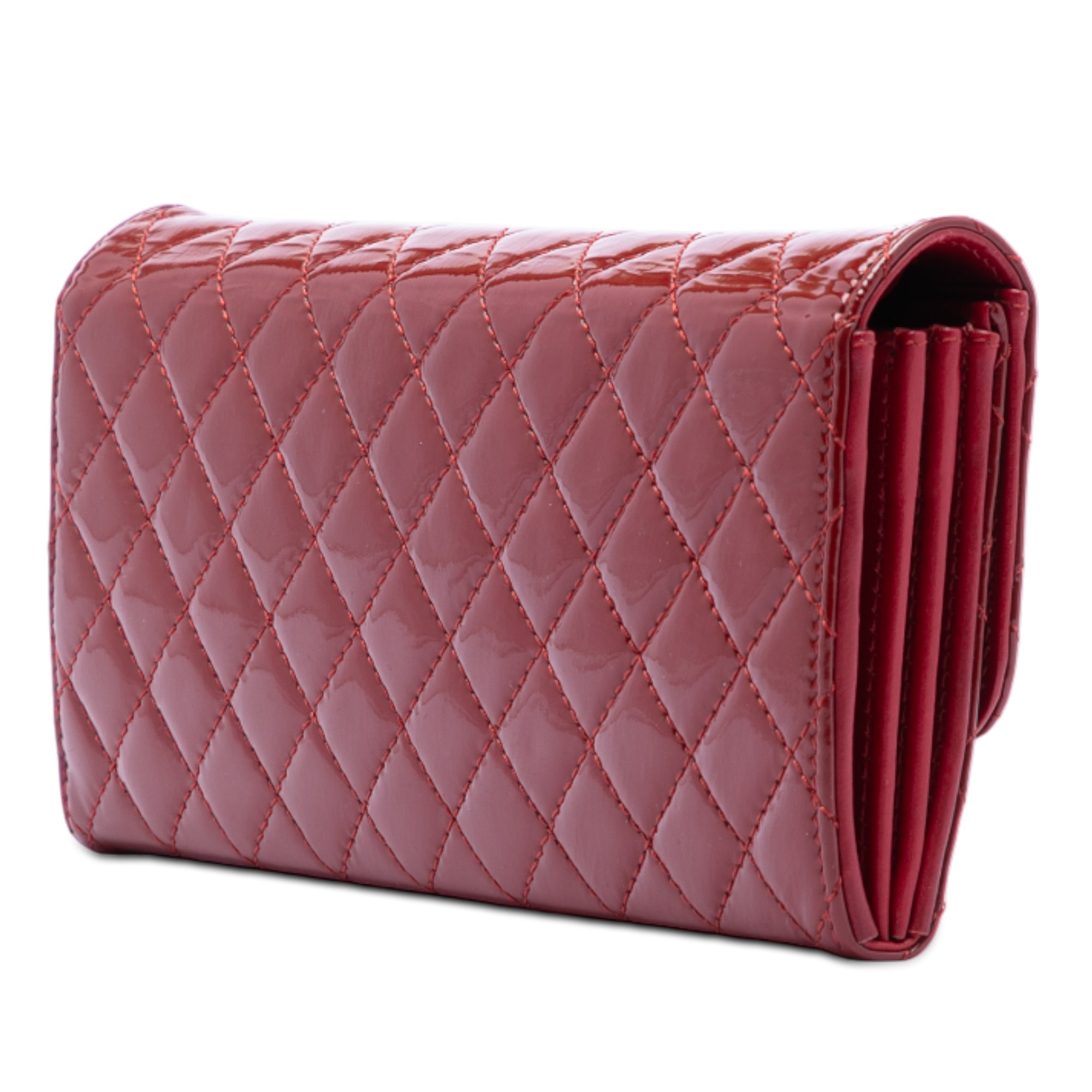 Chanel Quilted Patent Brilliant East West Flap Clutch with Chain - image 2
