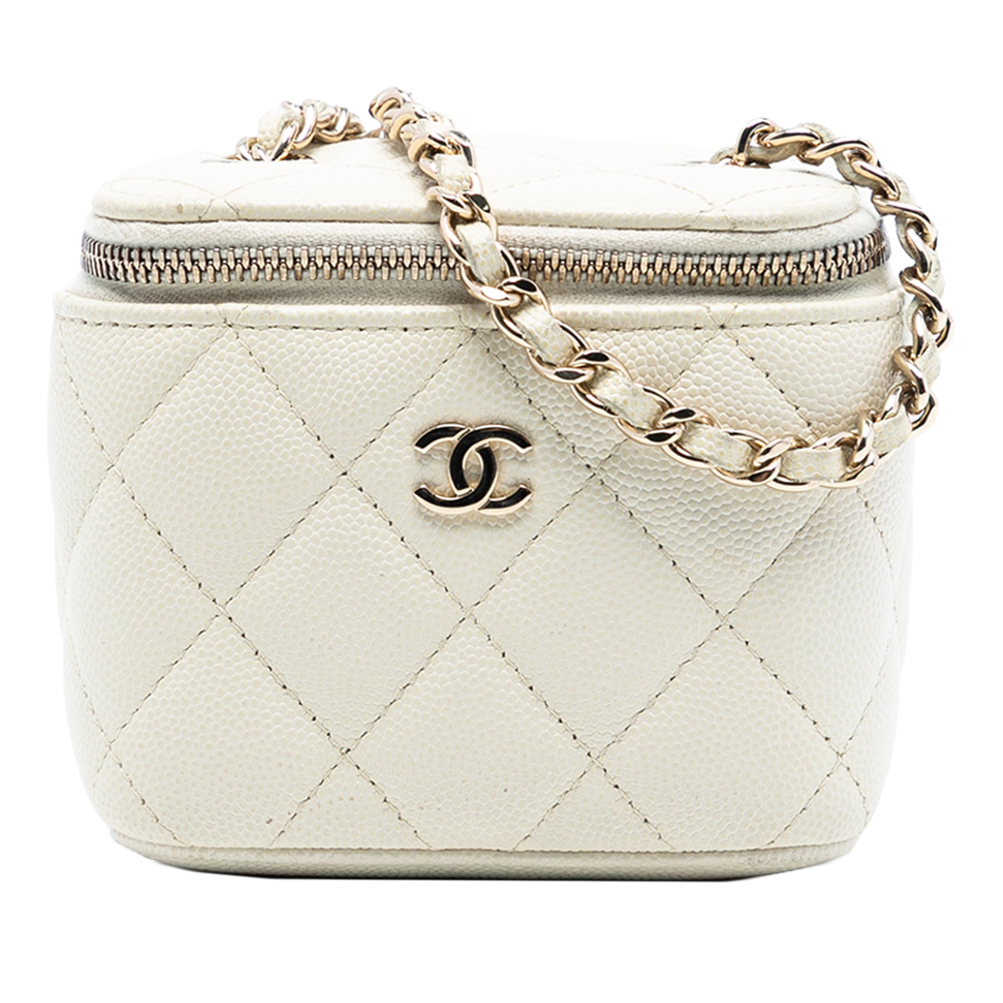 Chanel Mini CC Quilted Caviar Vanity Case with Chain - image 1