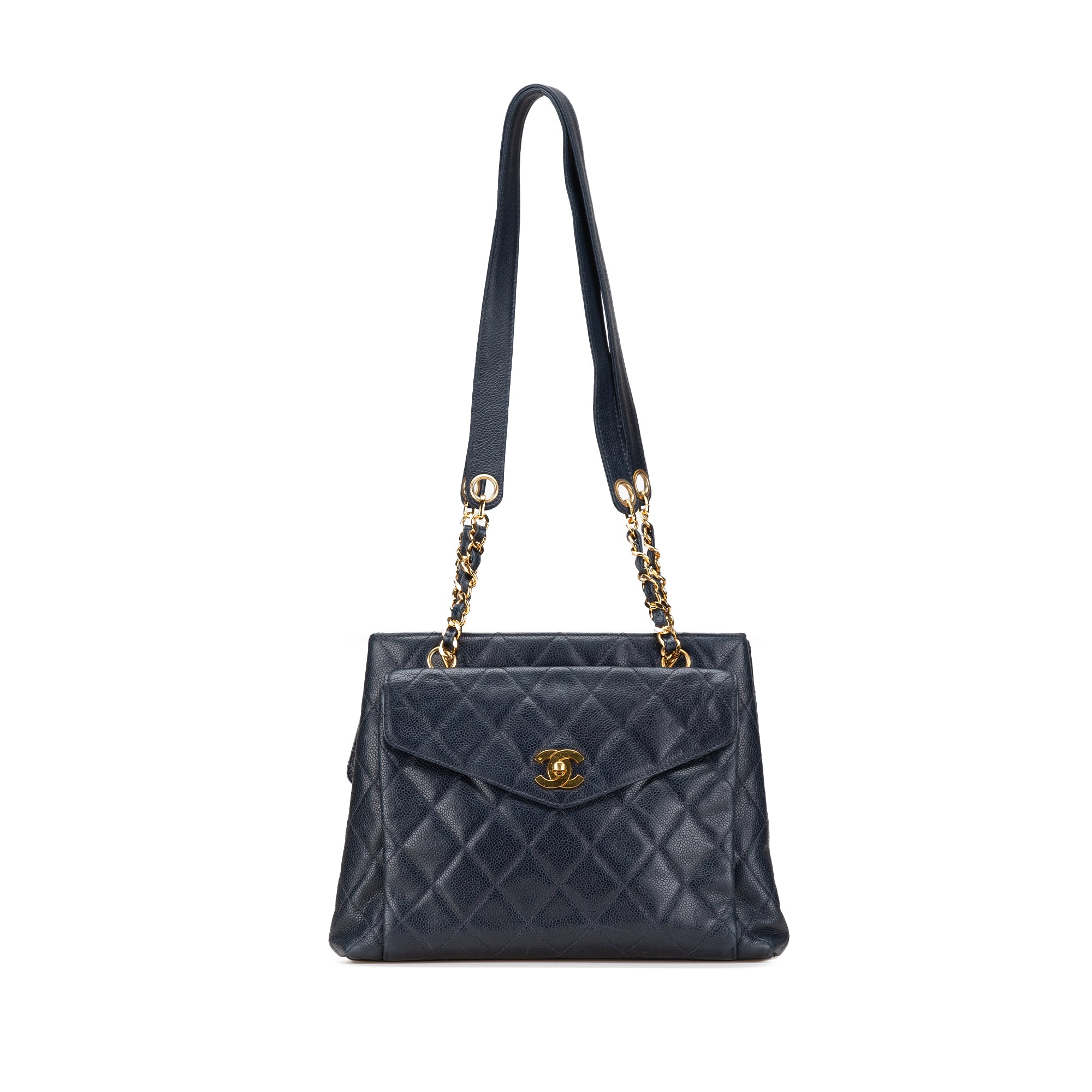 Chanel Quilted Caviar Front Pocket Chain Tote - image 1
