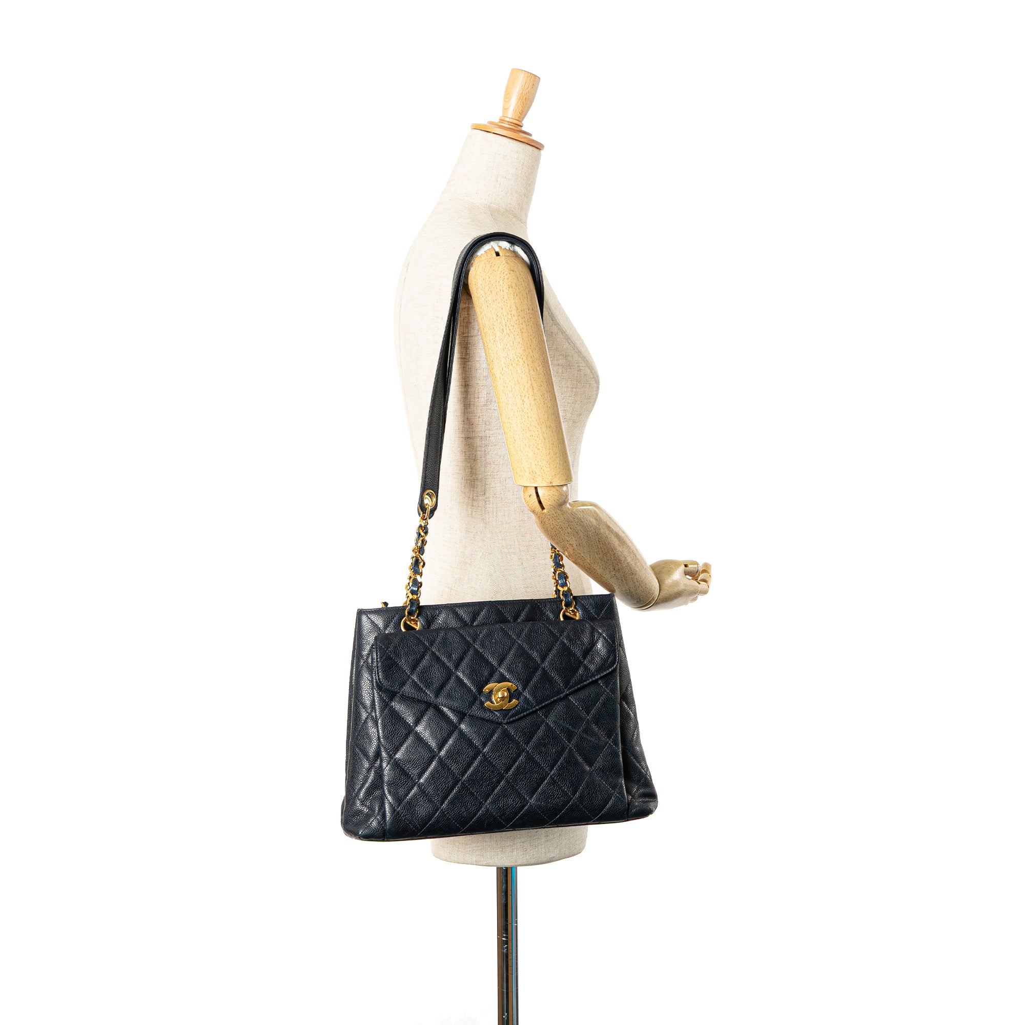Chanel Quilted Caviar Front Pocket Chain Tote - image 14