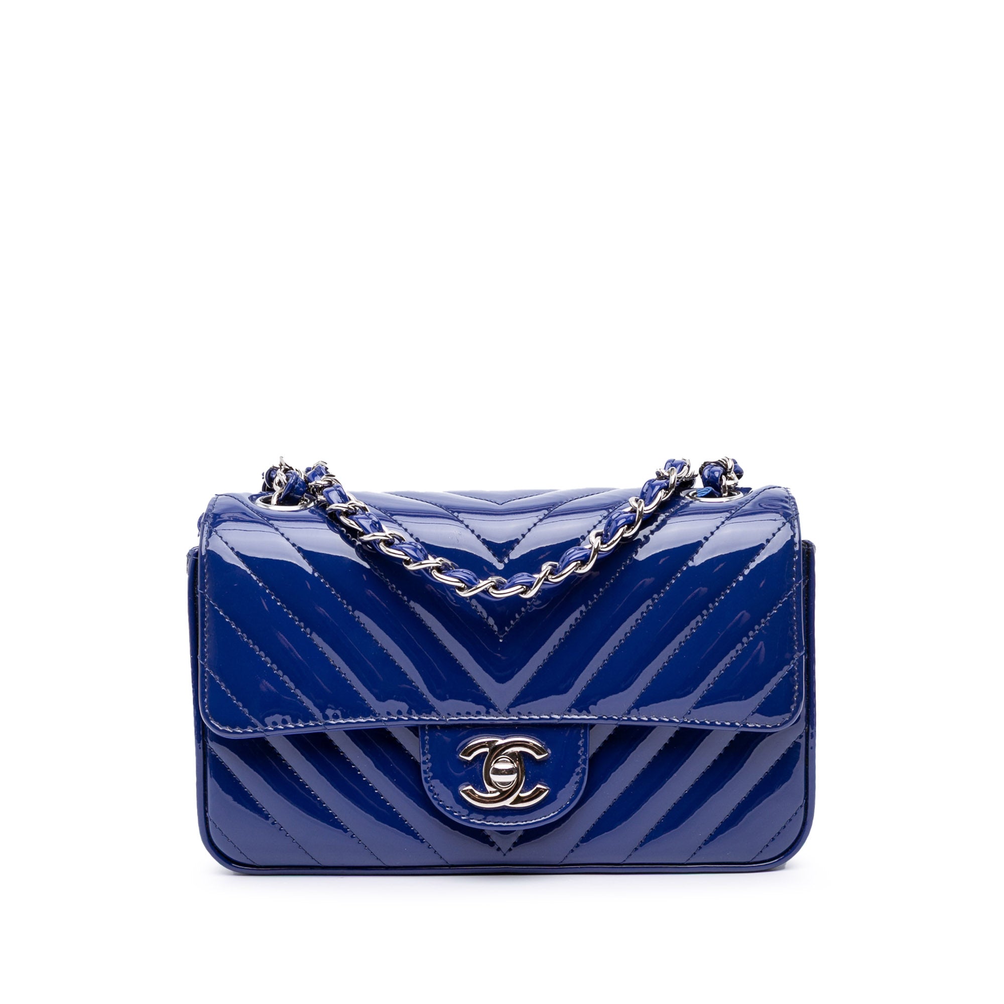 Chanel Mini Rectangular Classic Chevron Patent Single Flap - image 1