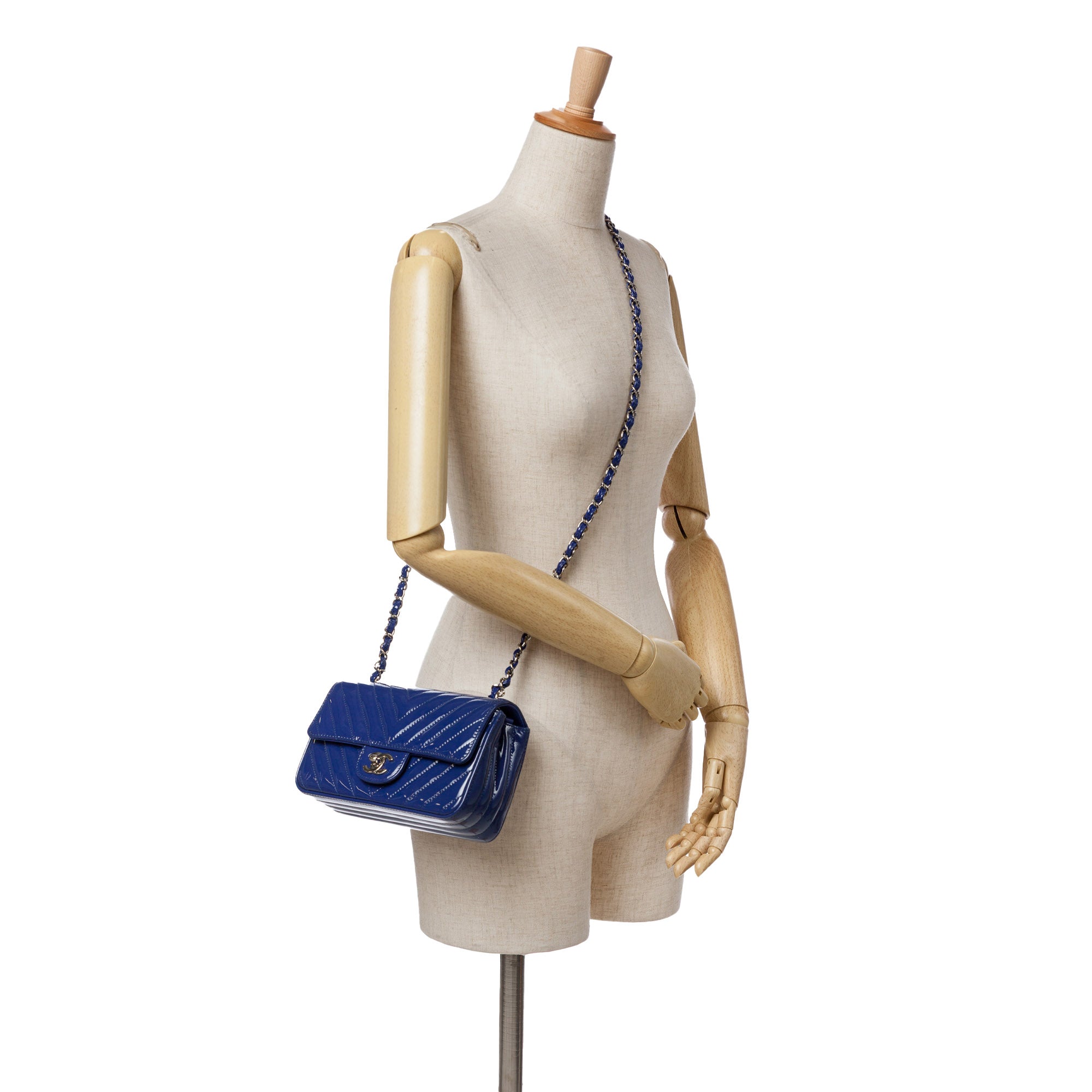 Chanel Mini Rectangular Classic Chevron Patent Single Flap - image 8