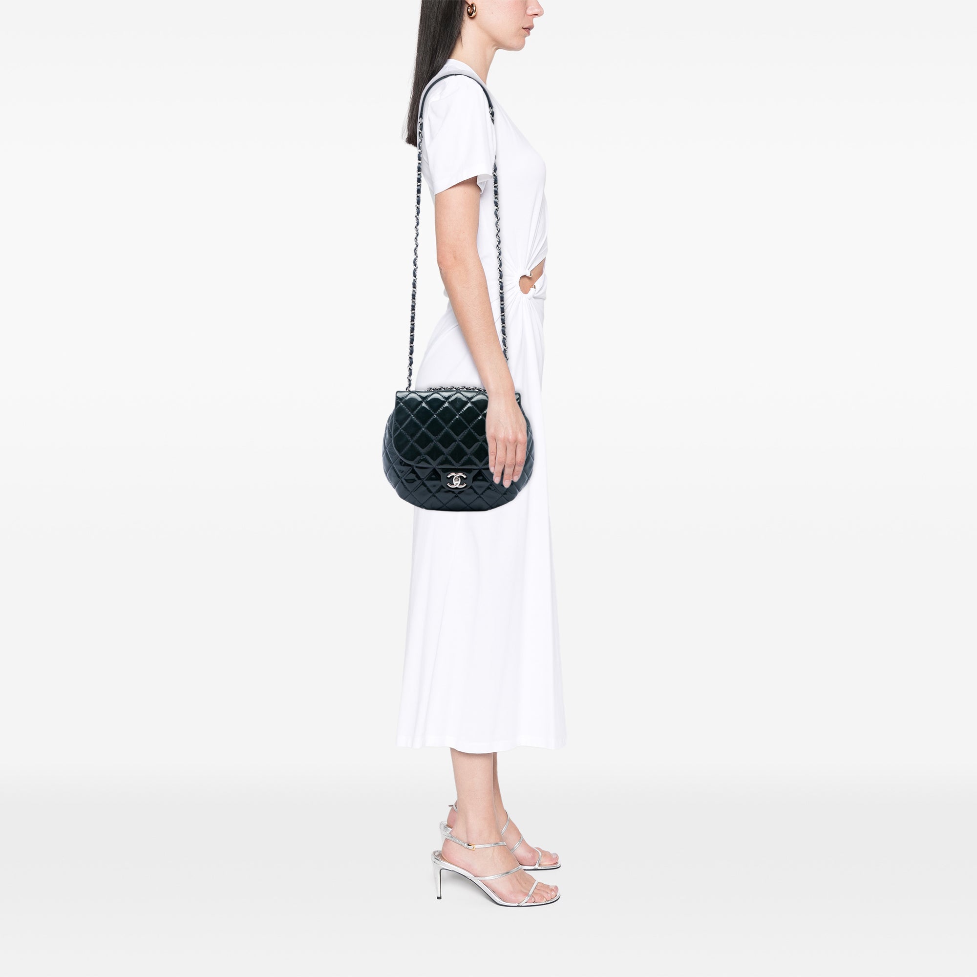 Chanel Medium Quilted Patent Bubble CC Flap - image 5