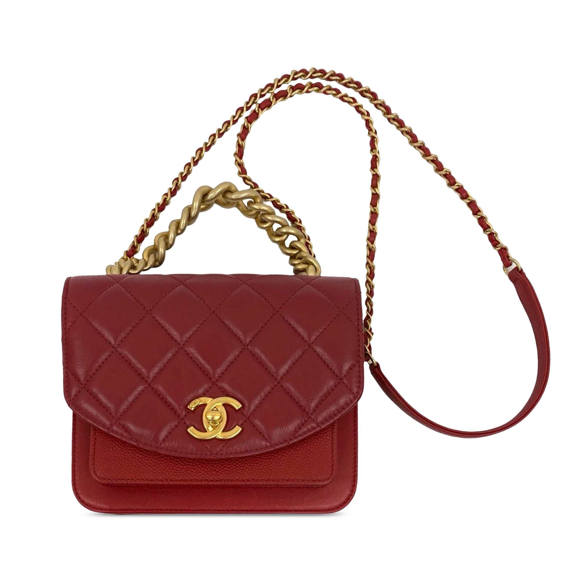 Chanel Mini Quilted Calfskin and Caviar Chain Handle Flap - image 1