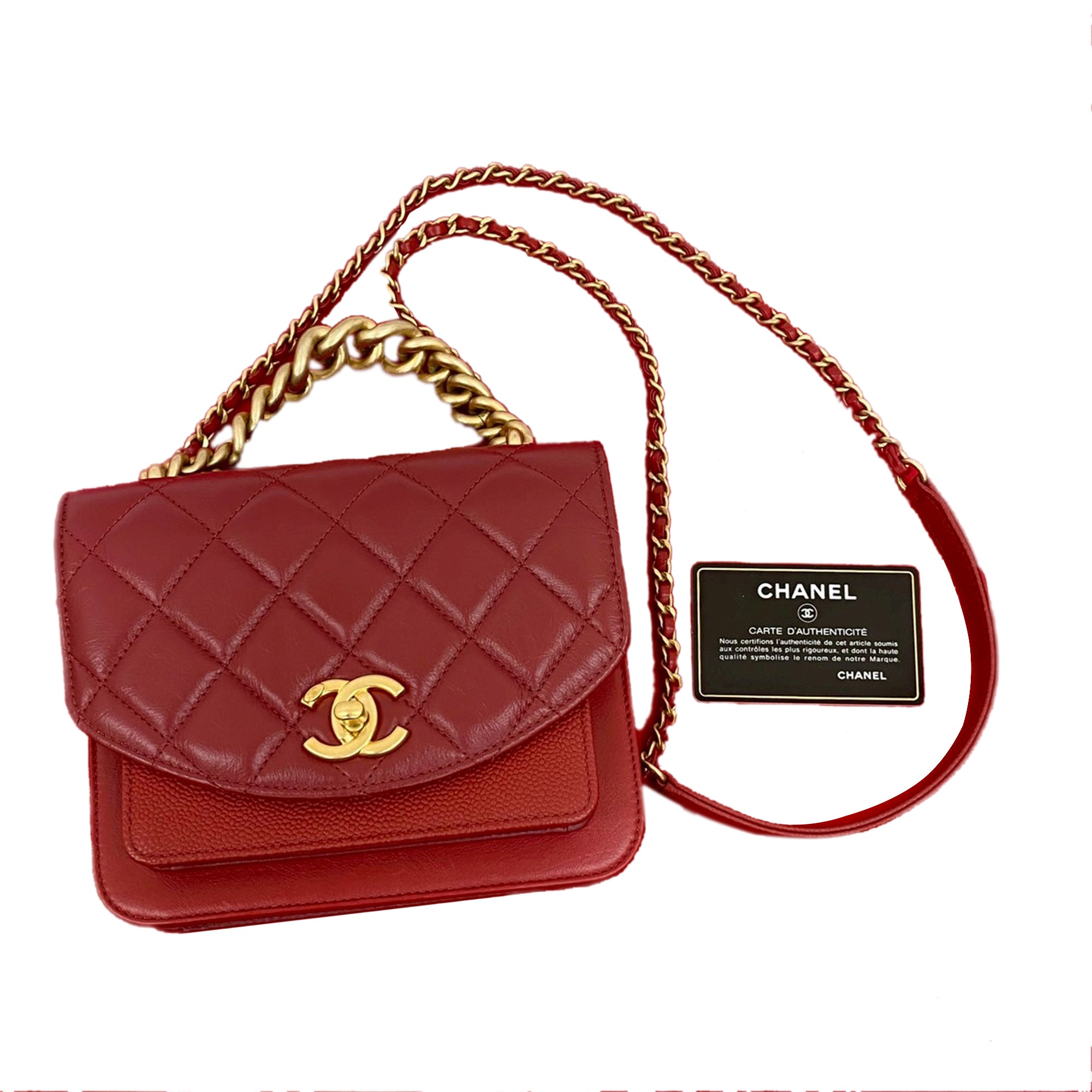 Chanel Mini Quilted Calfskin and Caviar Chain Handle Flap - image 9
