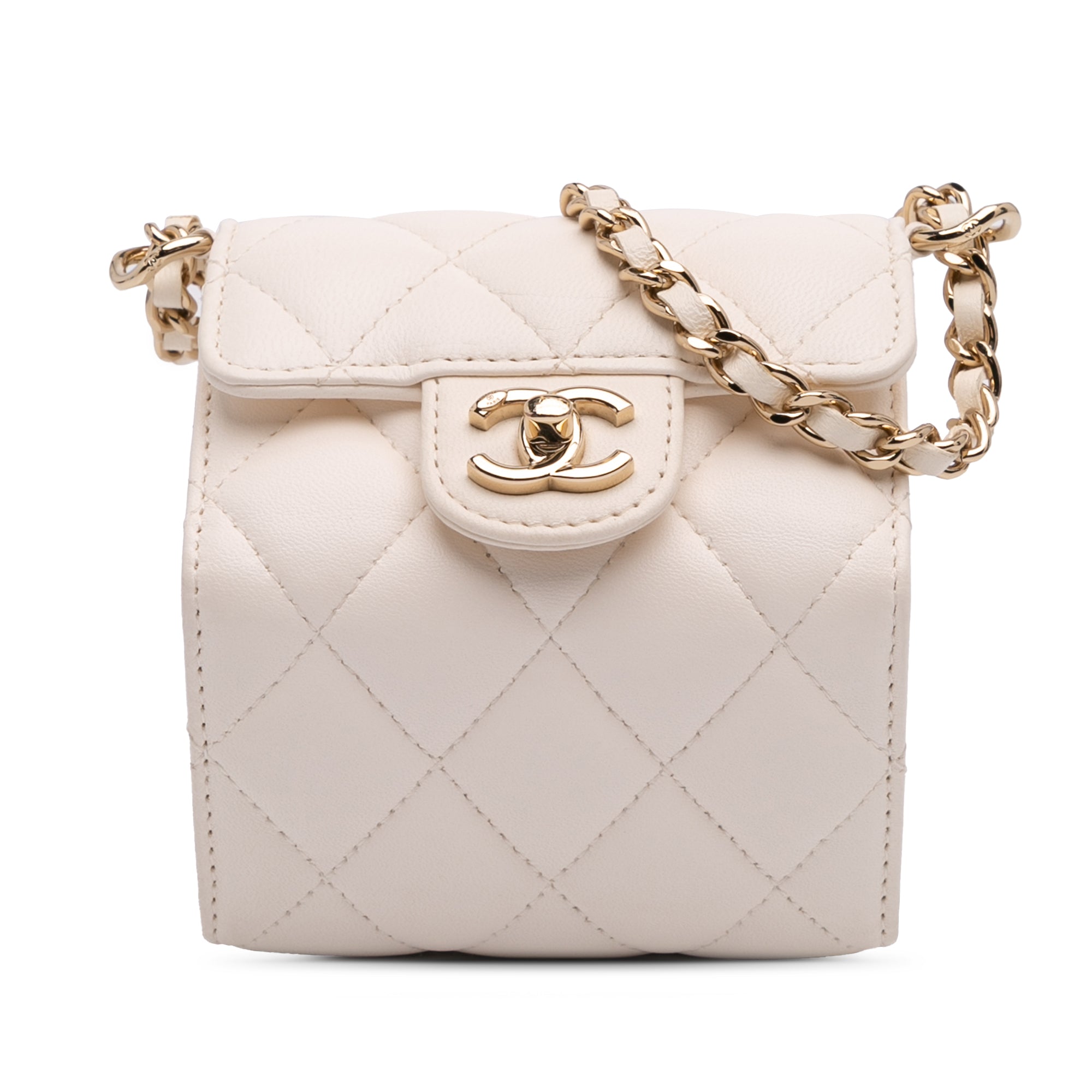 Chanel Quilted Lambskin Foldable Jewelry Box with Chain - image 1