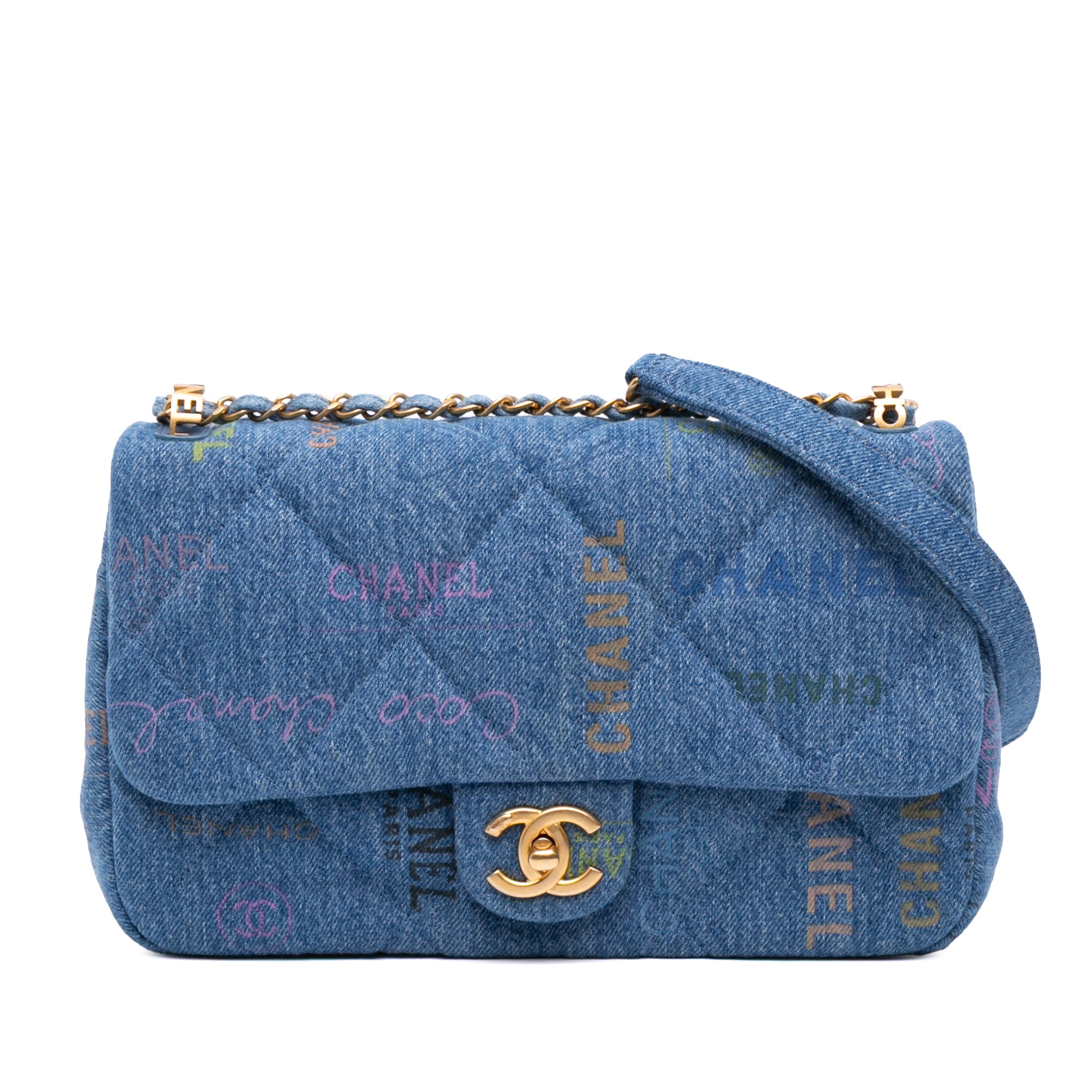 Chanel Medium Quilted Denim Mood Flap - image 1