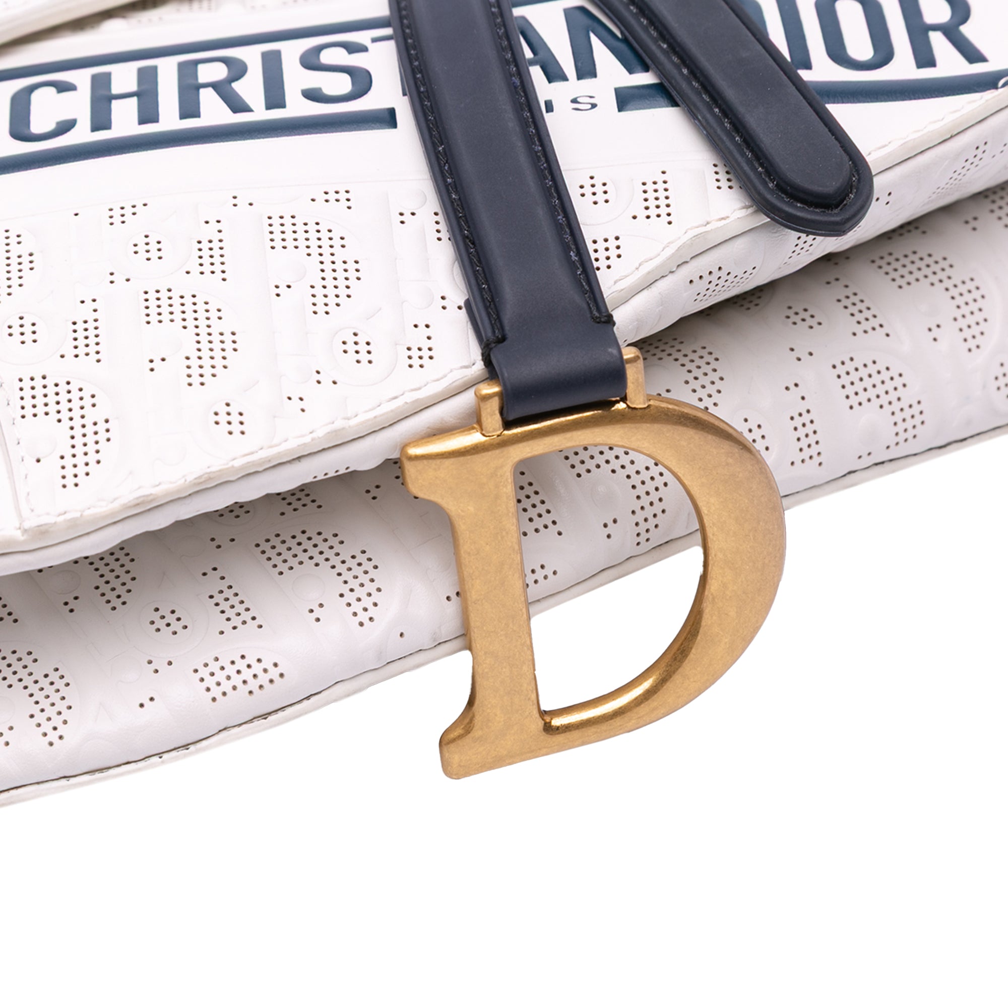 Dior Perforated Oblique Embossed Calfskin Saddle Bag - image 6
