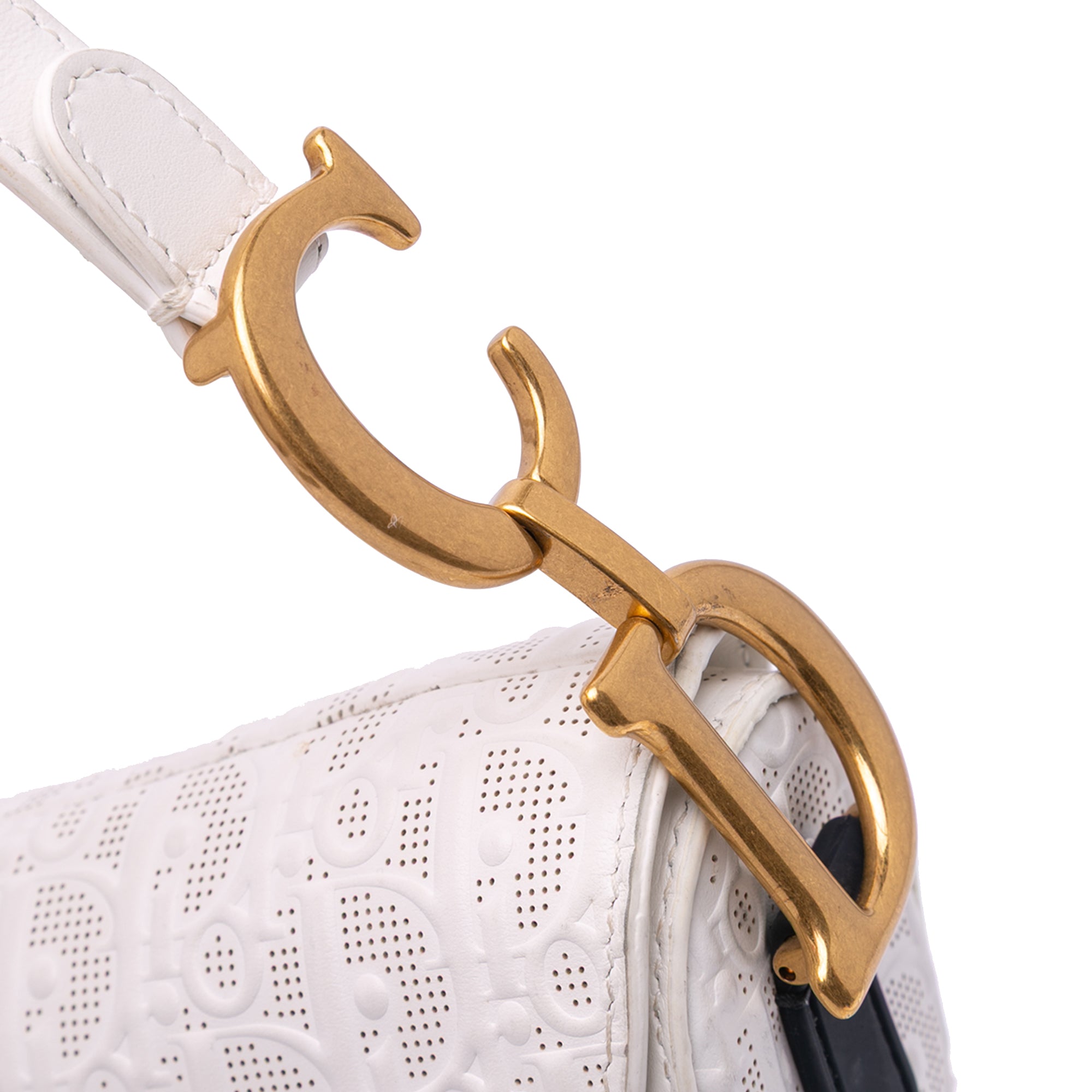 Dior Perforated Oblique Embossed Calfskin Saddle Bag - image 7