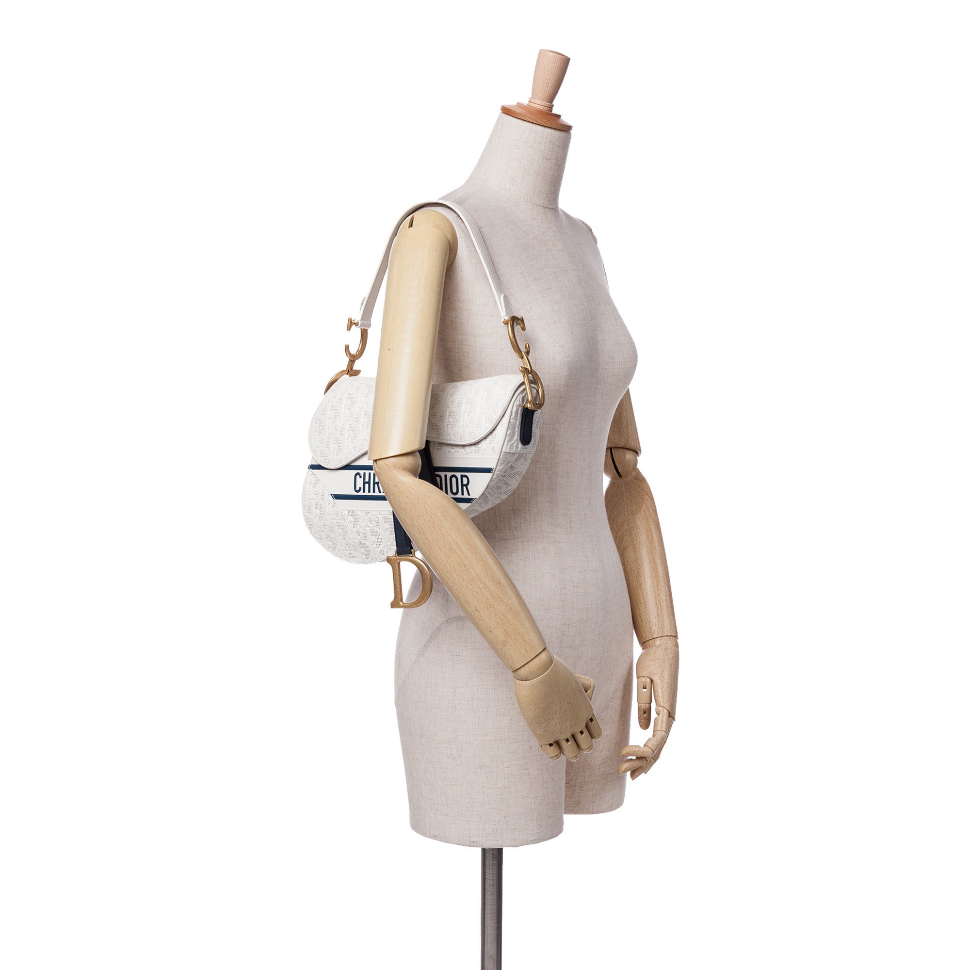 Dior Perforated Oblique Embossed Calfskin Saddle Bag - image 8