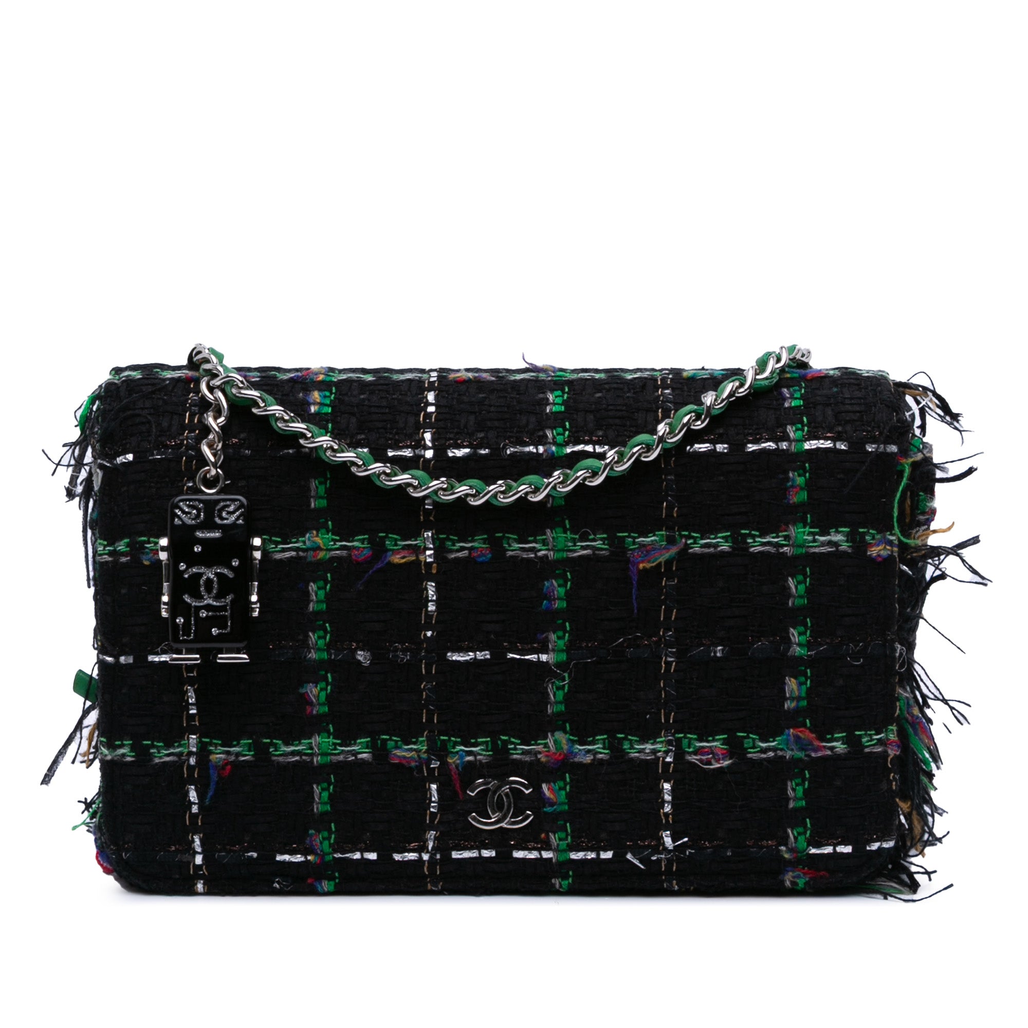 Chanel CC Quilted Boucle Tweed Robot Charm Wallet On Chain - image 1