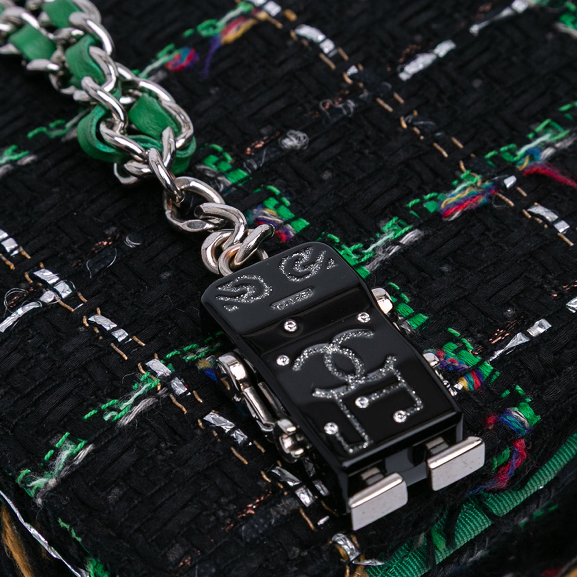 Chanel CC Quilted Boucle Tweed Robot Charm Wallet On Chain - image 9