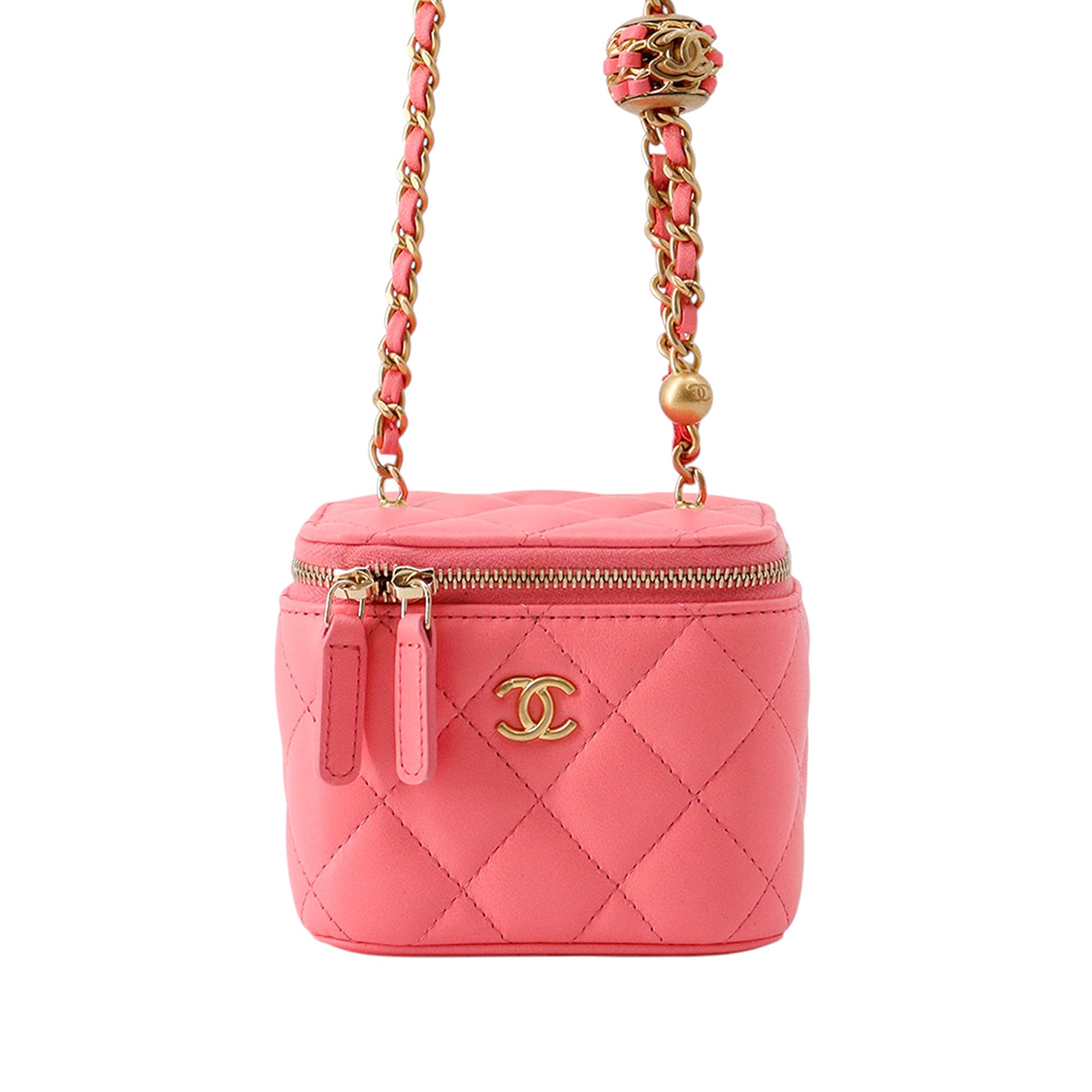 Chanel Mini Quilted Lambskin Pearl Crush Vanity Case With Chain - image 1