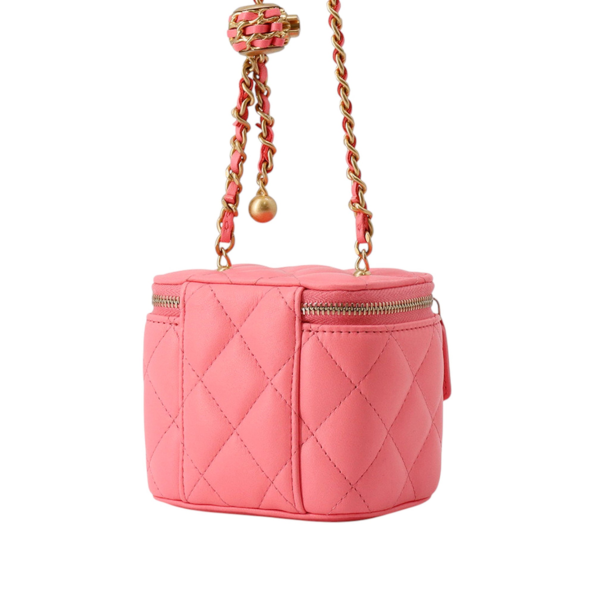 Chanel Mini Quilted Lambskin Pearl Crush Vanity Case With Chain - image 2