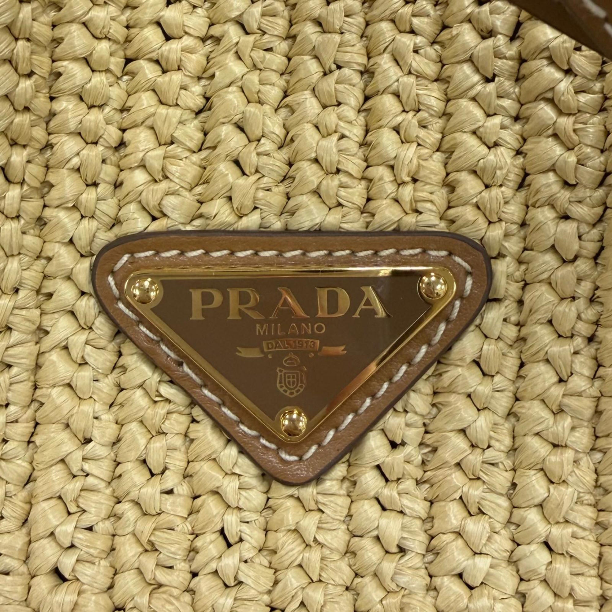Prada Mini Raffia Effect Crochet Bucket Bag - image 6