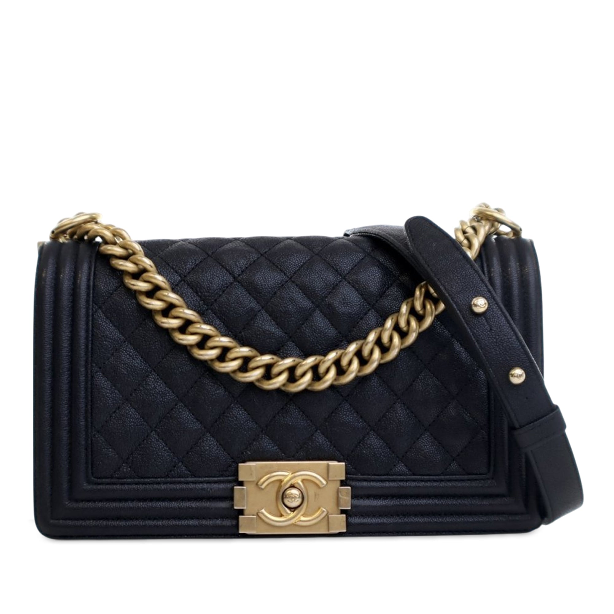 Chanel Old Medium Quilted Caviar Boy Flap - image 1