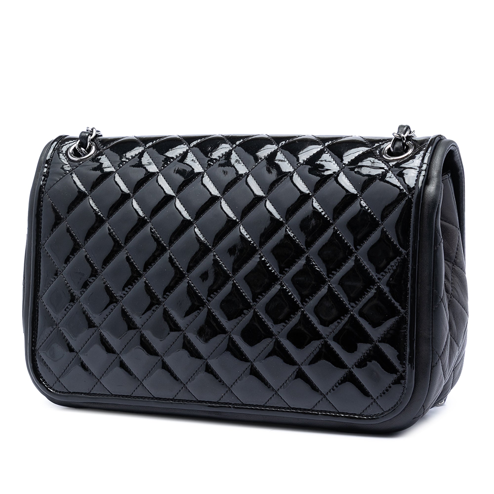 Chanel Jumbo Quilted Patent and Lambskin Trimmed Classic Twist Flap - image 2