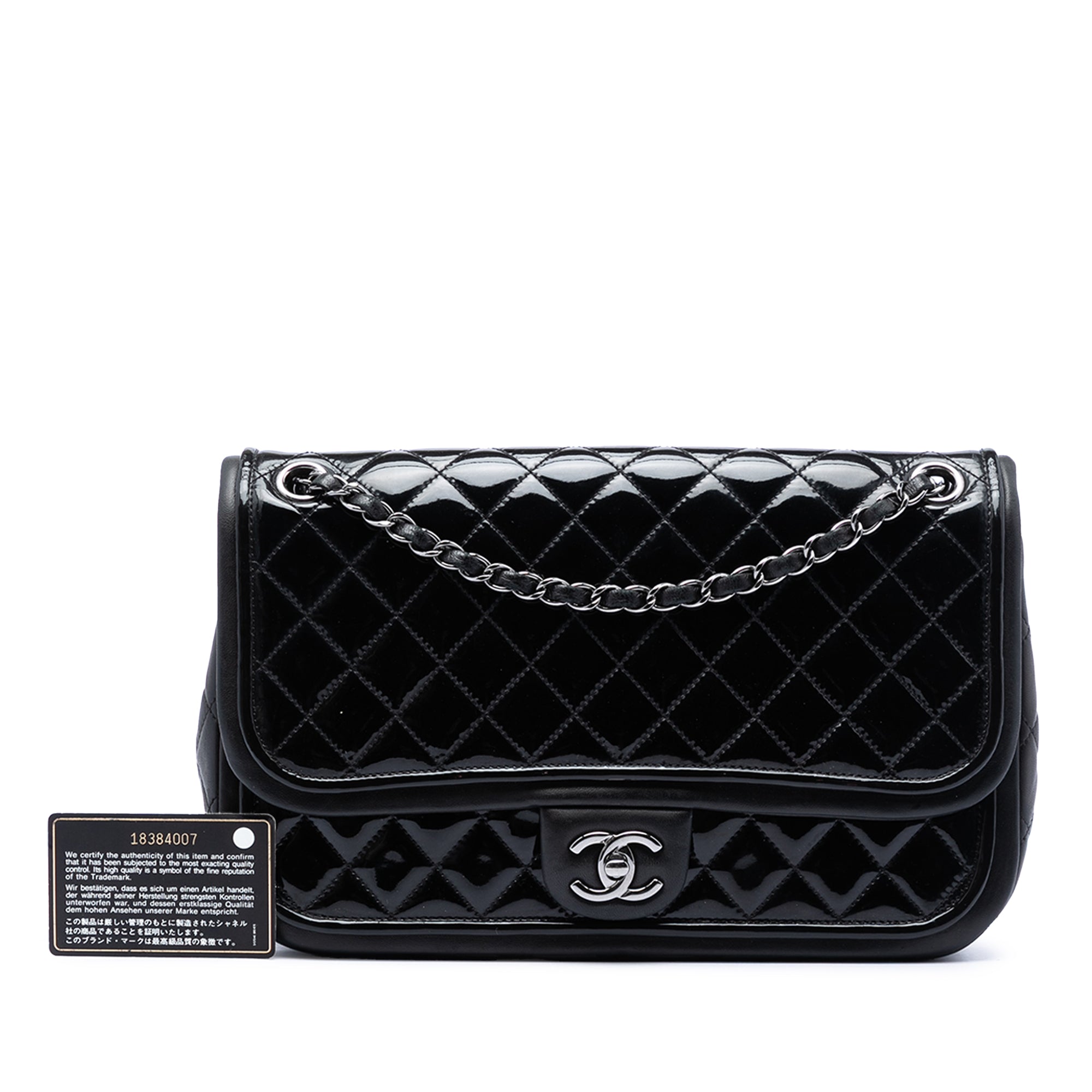 Chanel Jumbo Quilted Patent and Lambskin Trimmed Classic Twist Flap - image 6