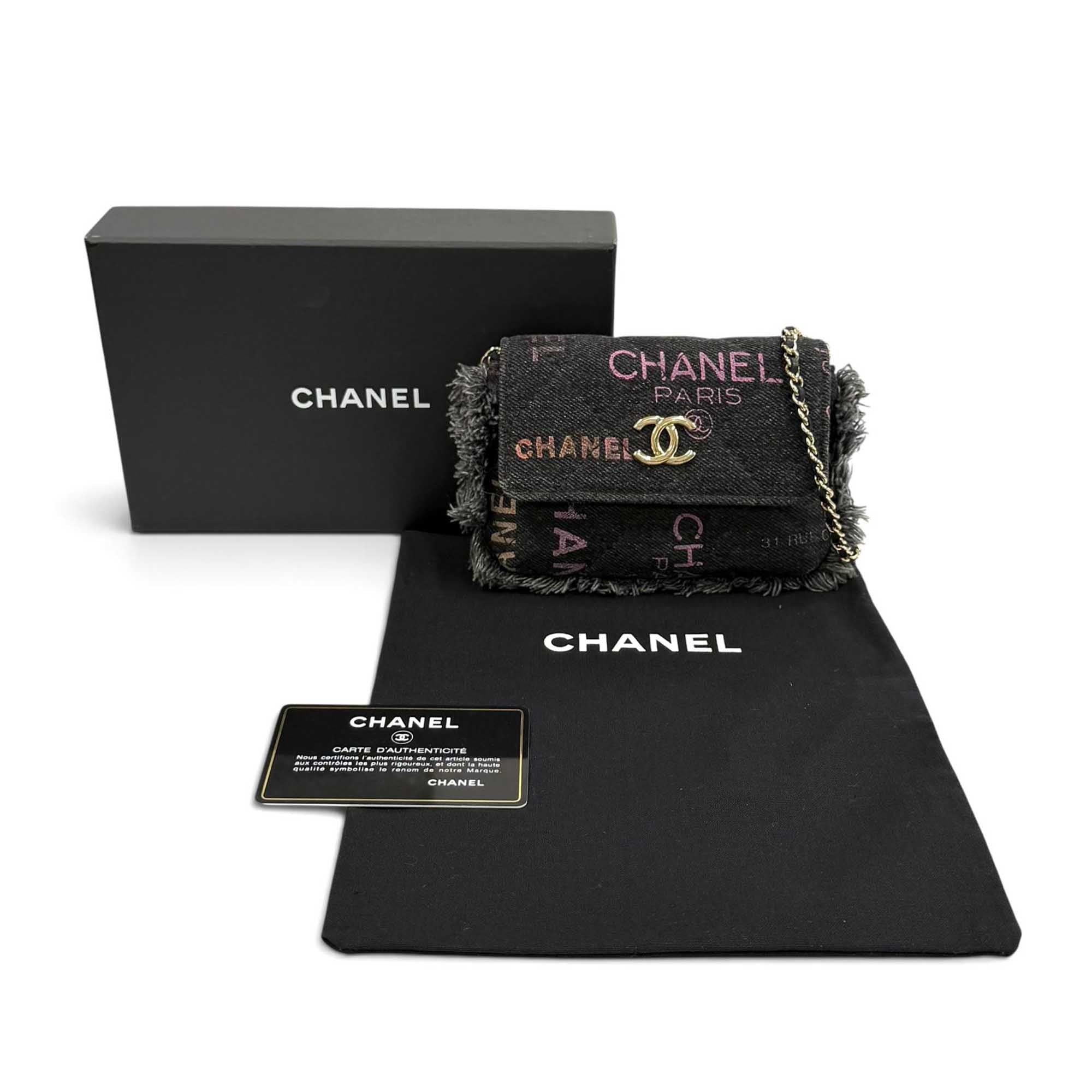 Chanel Fringe Denim Mood Clutch with Chain - image 13