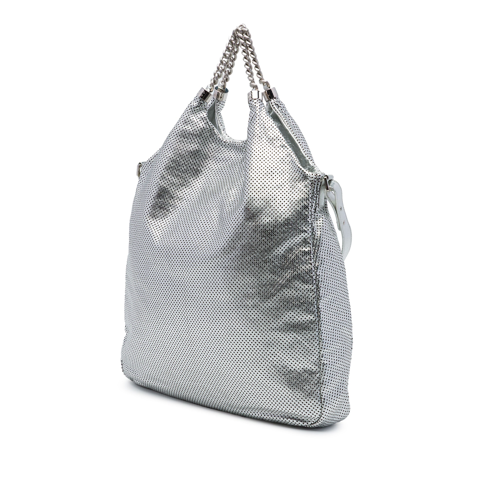 Chanel Large Metallic Glazed Calfskin Perforated Rodeo Drive Satchel - image 2