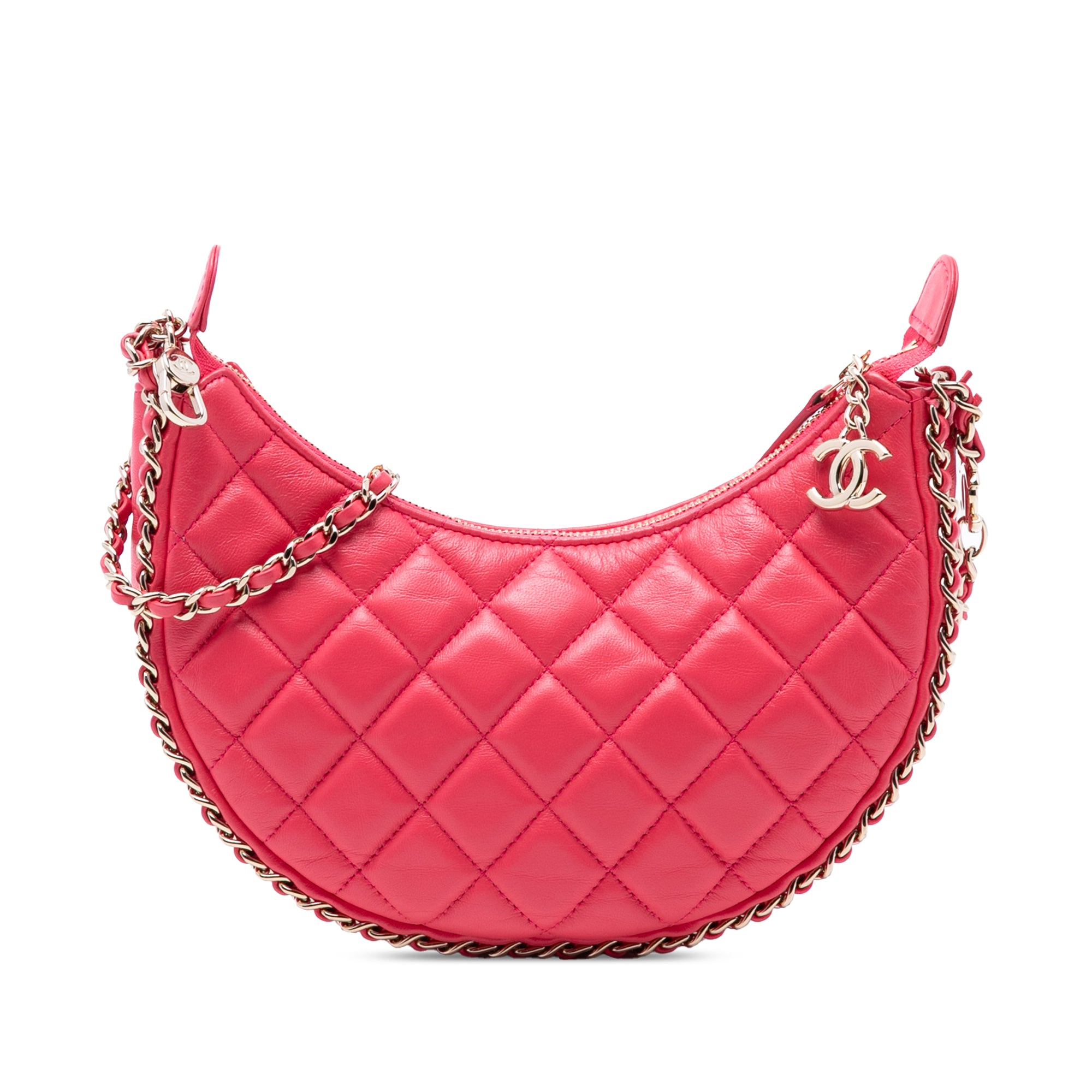 Chanel Small Quilted Lambskin Chain Around Hook Hobo Bag - image 1