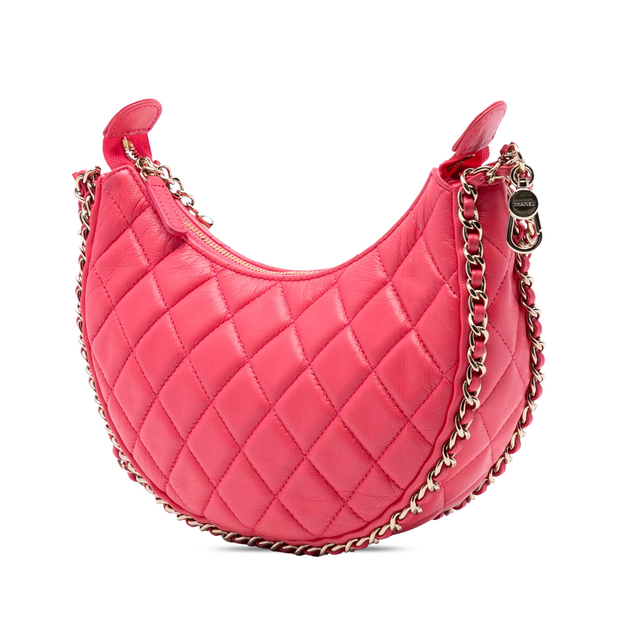 Chanel Small Quilted Lambskin Chain Around Hook Hobo Bag - image 2