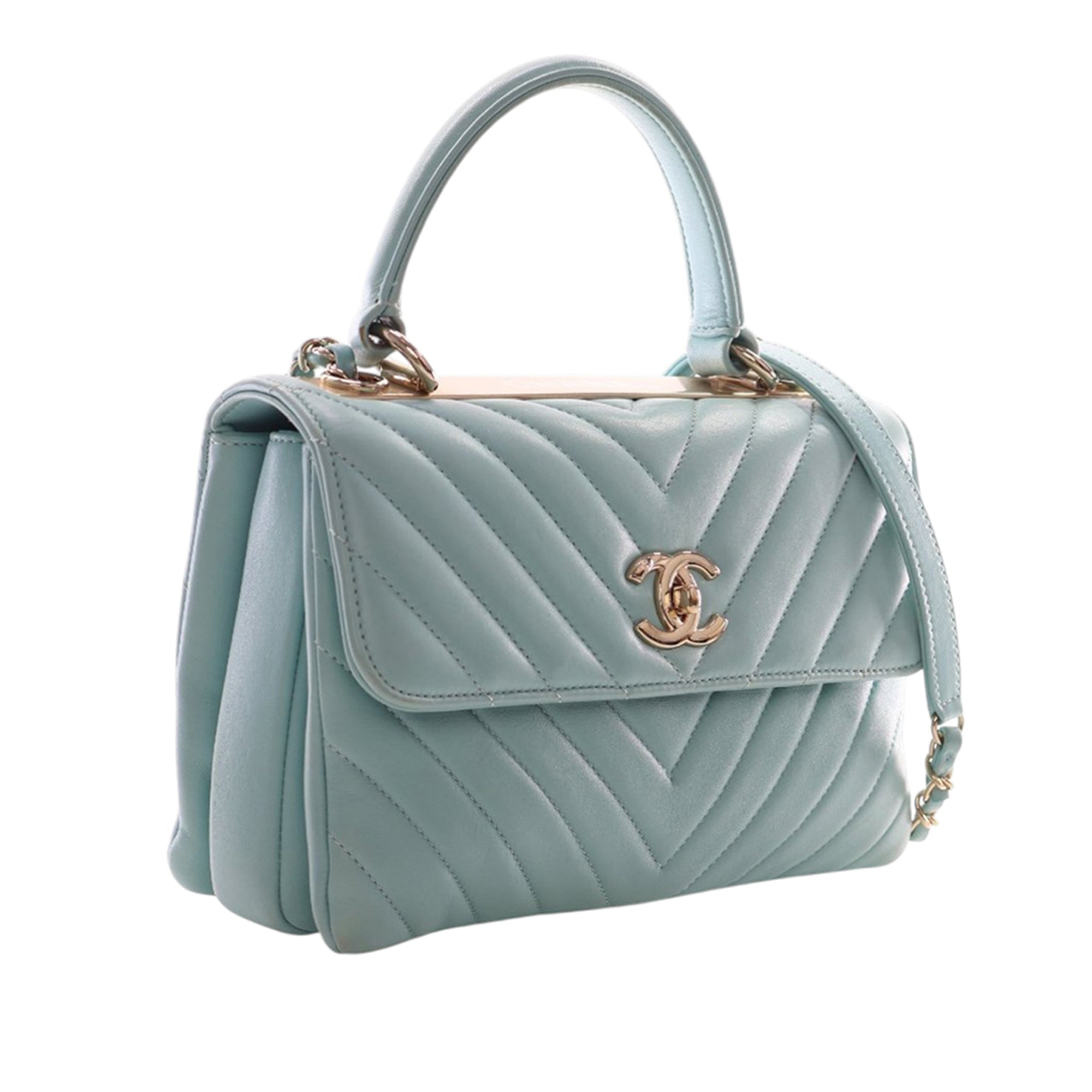Chanel Small Chevron Lambskin Trendy CC Top Handle Flap - image 2
