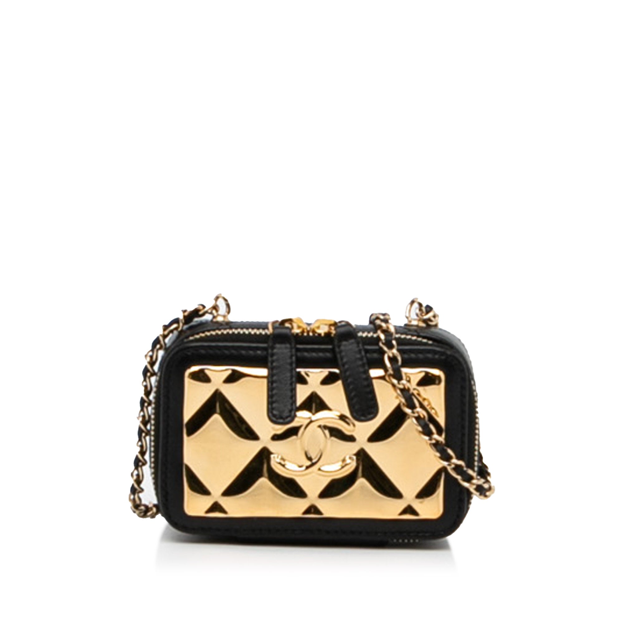 Chanel CC Quilted Golden Plate Vanity Crossbody - image 1