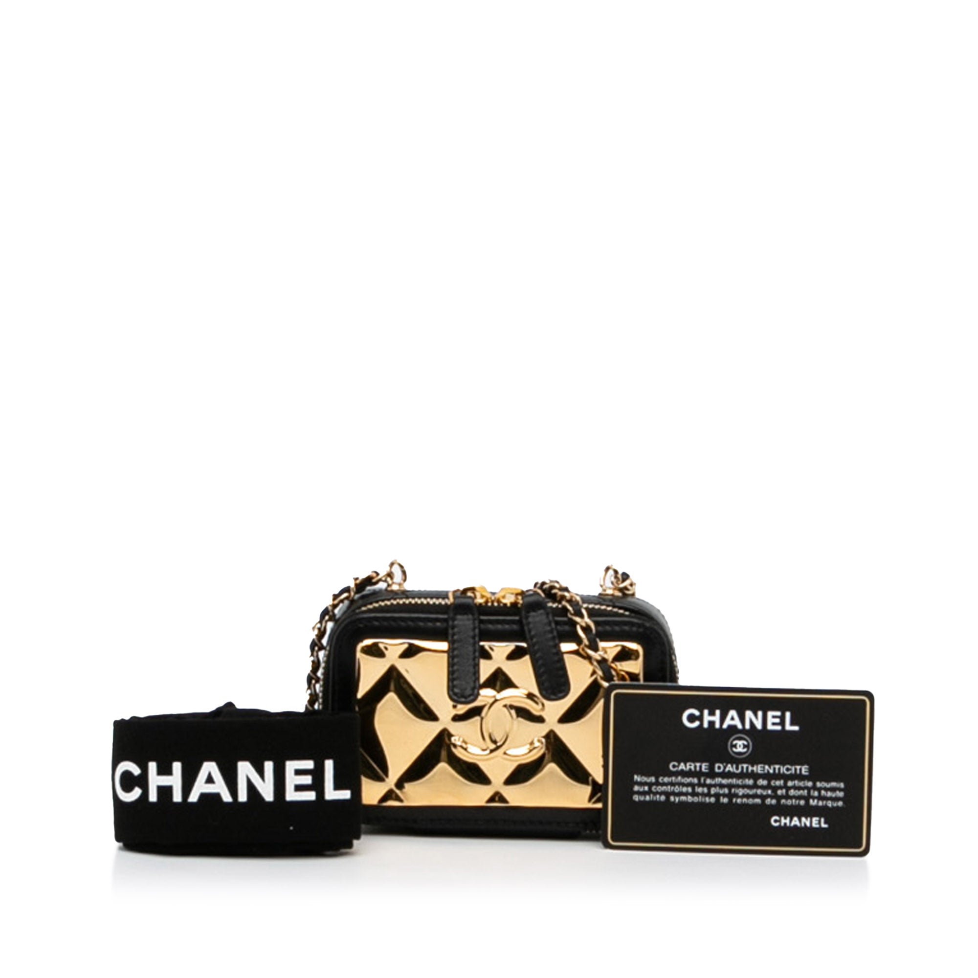 Chanel CC Quilted Golden Plate Vanity Crossbody - image 12