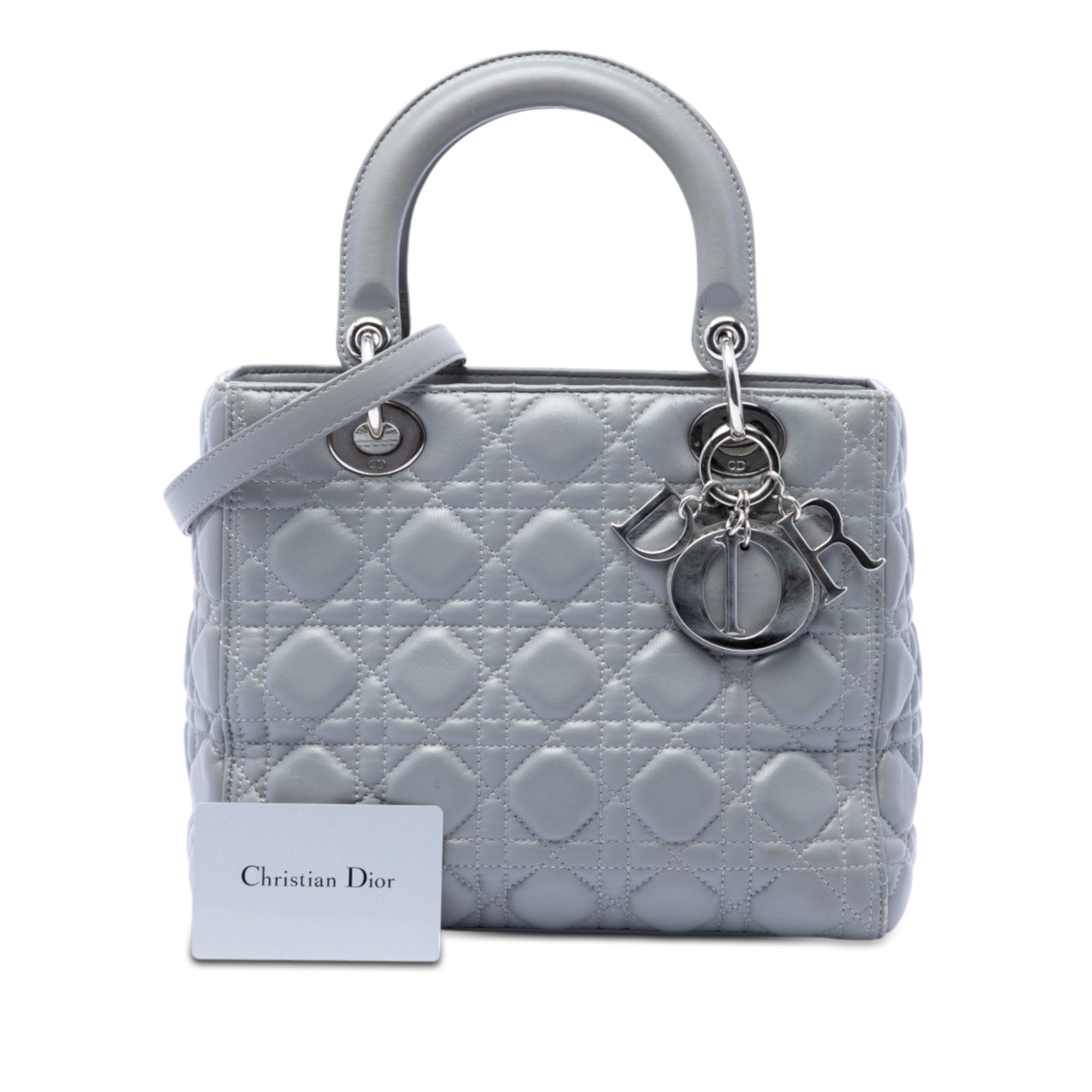 Dior Medium Metallic Lambskin Cannage Lady Dior - image 7