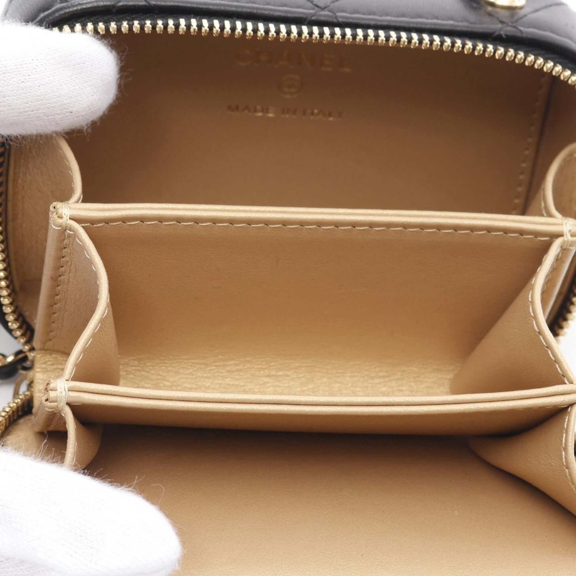 Chanel Extra Mini CC Quilted Golden Plate Vanity Crossbody