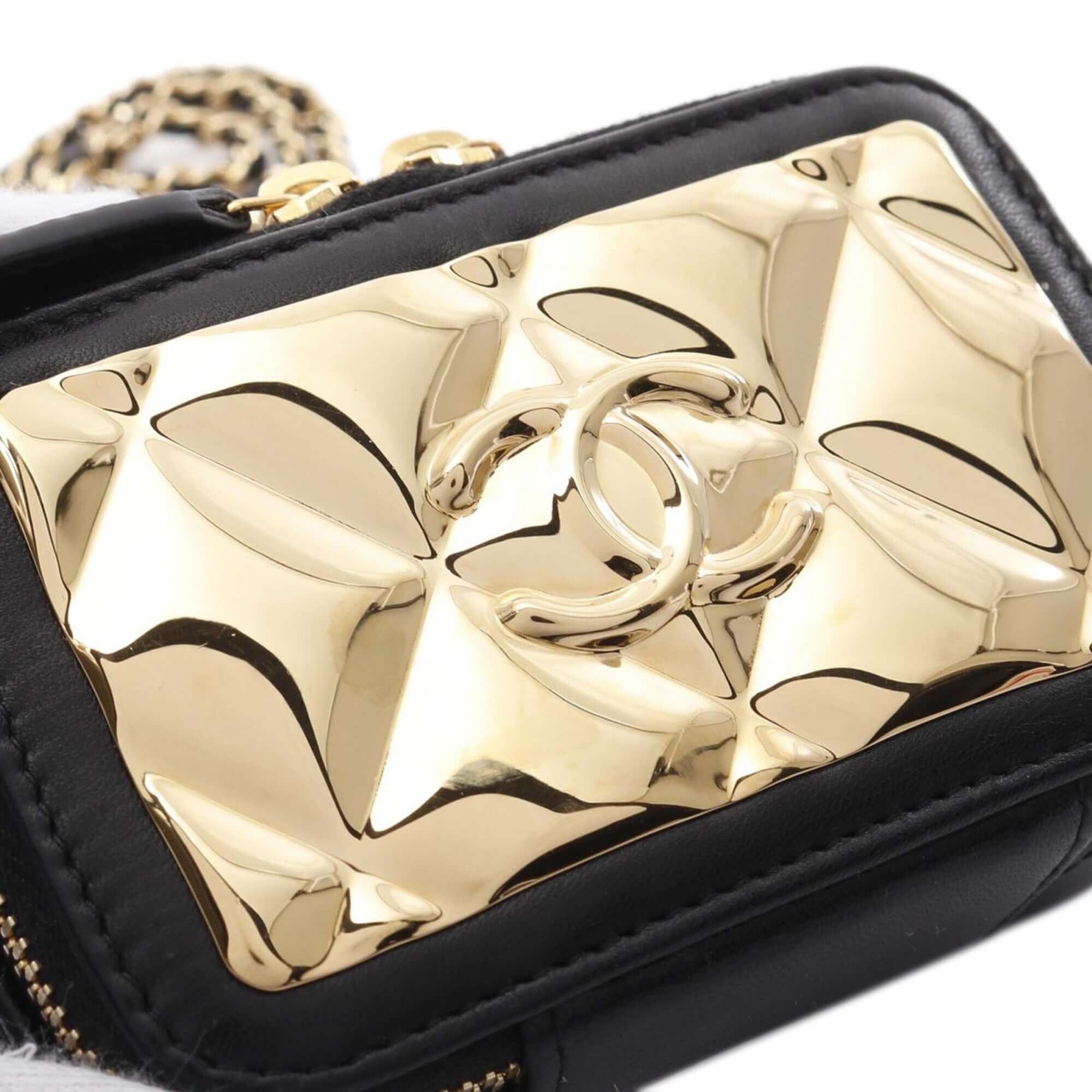 Chanel Extra Mini CC Quilted Golden Plate Vanity Crossbody