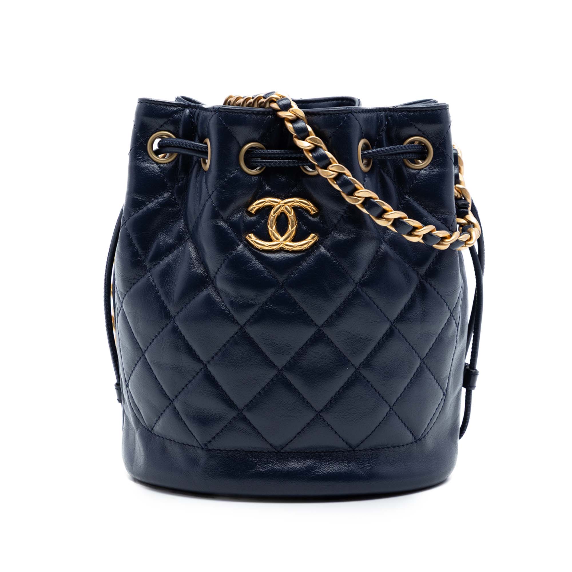 Chanel CC Quilted Lambskin Drawstring Bucket Bag - image 1